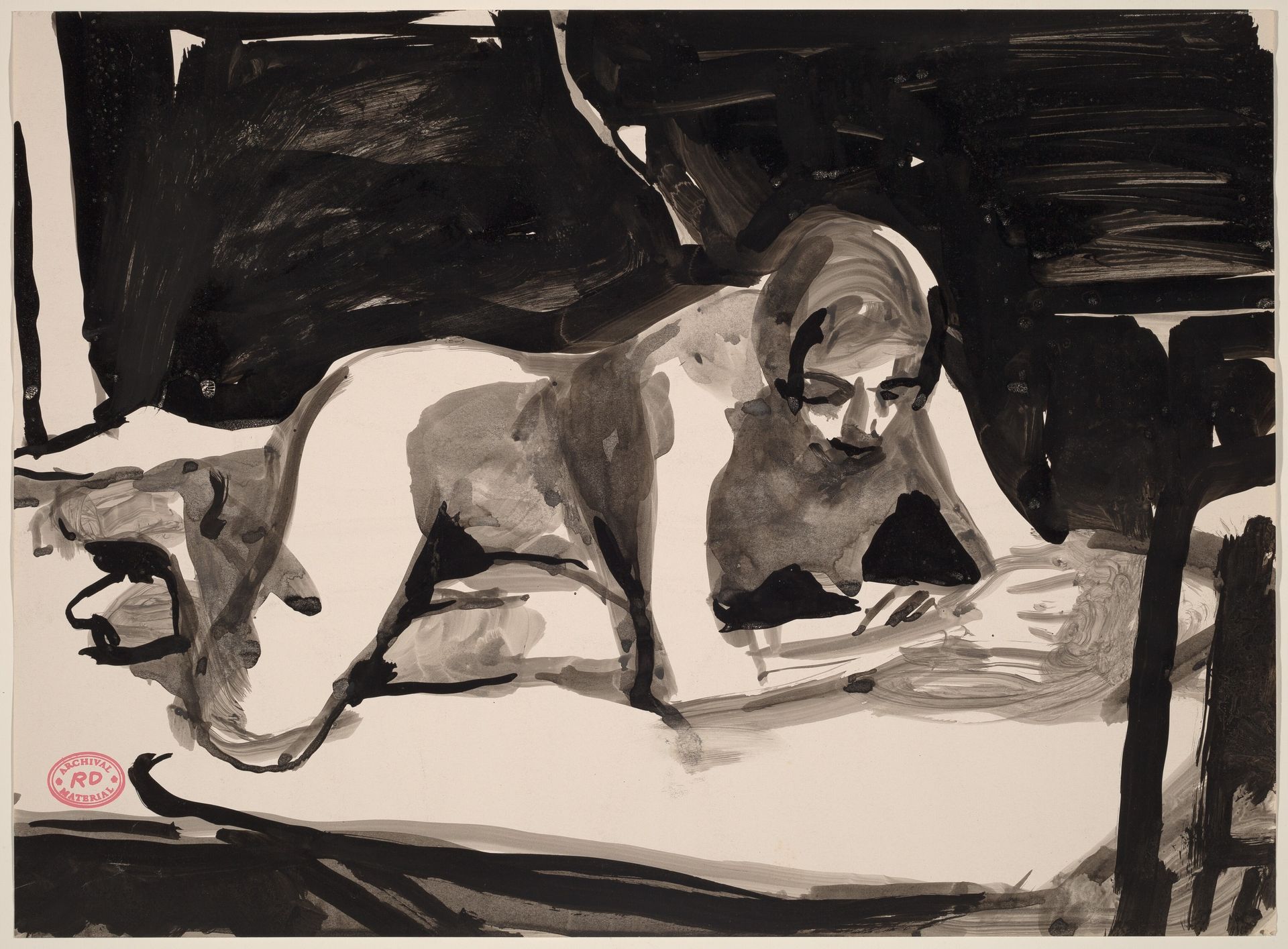 Untitled [female nude resting on her forearms] by Richard Diebenkorn