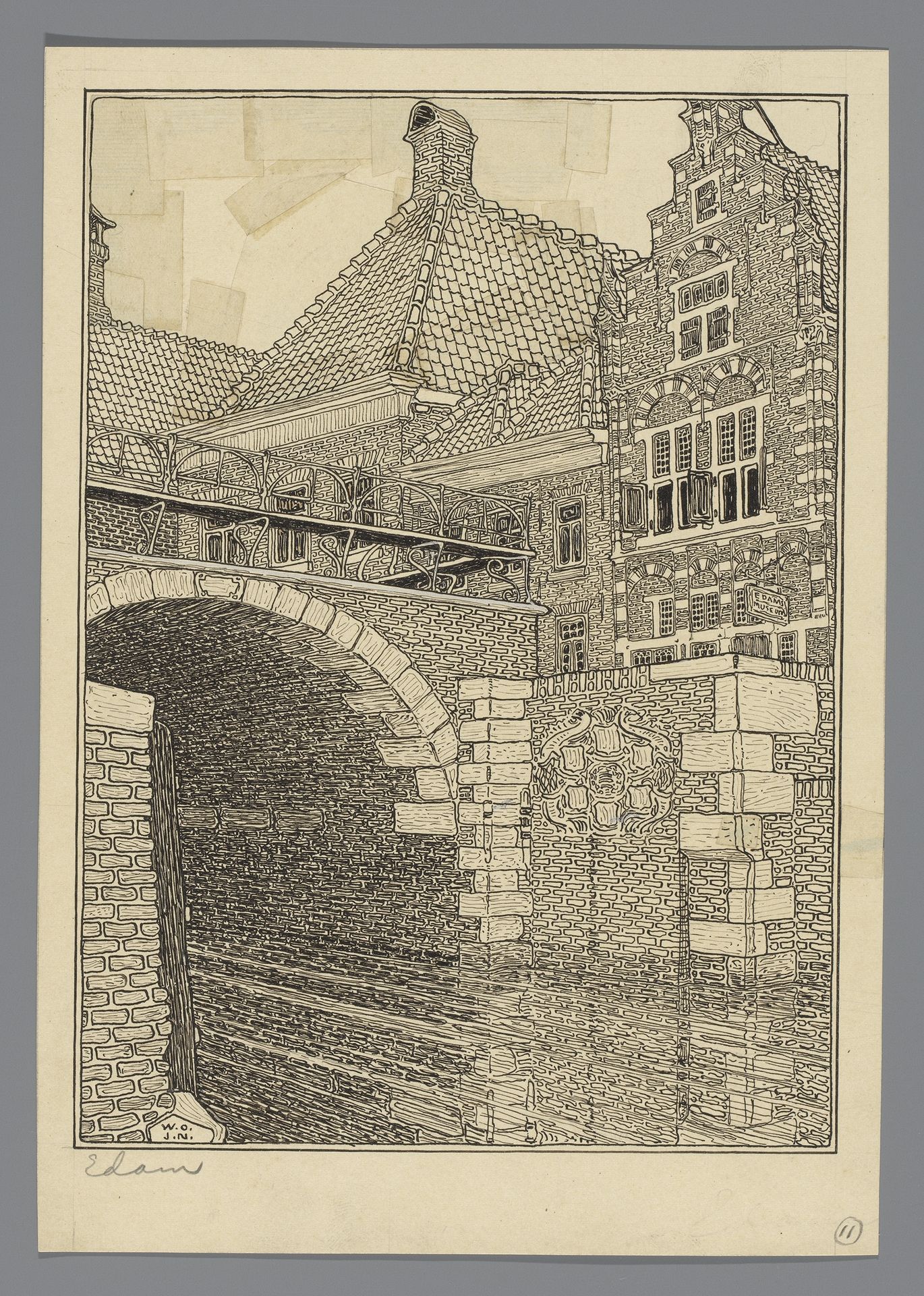 Gezicht op de Damsluis te Edam by Wijnand Otto Jan Nieuwenkamp