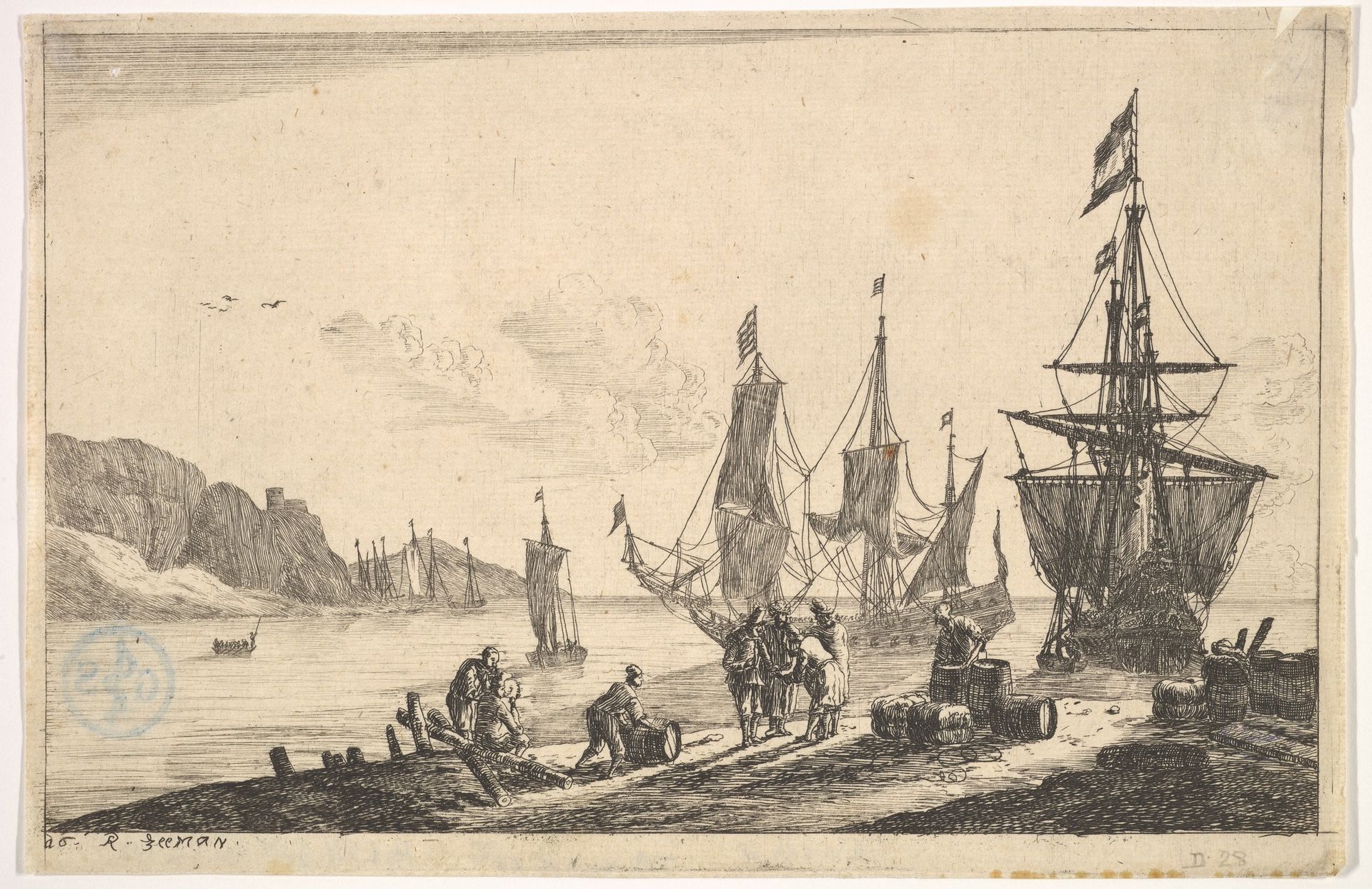 Bay with Sailing Vessels by Reinier Nooms