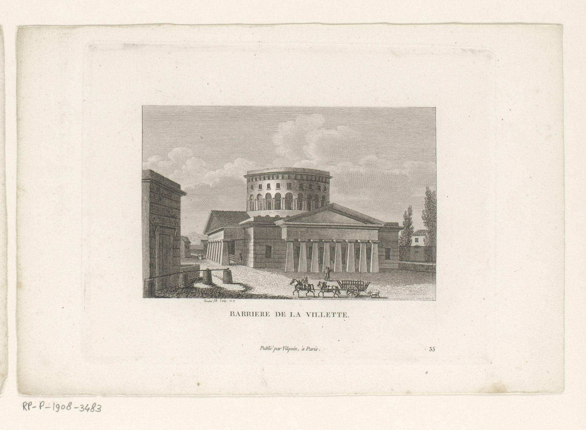 Gezicht op de Rotonde de la Villette te Parijs by François Louis Couché