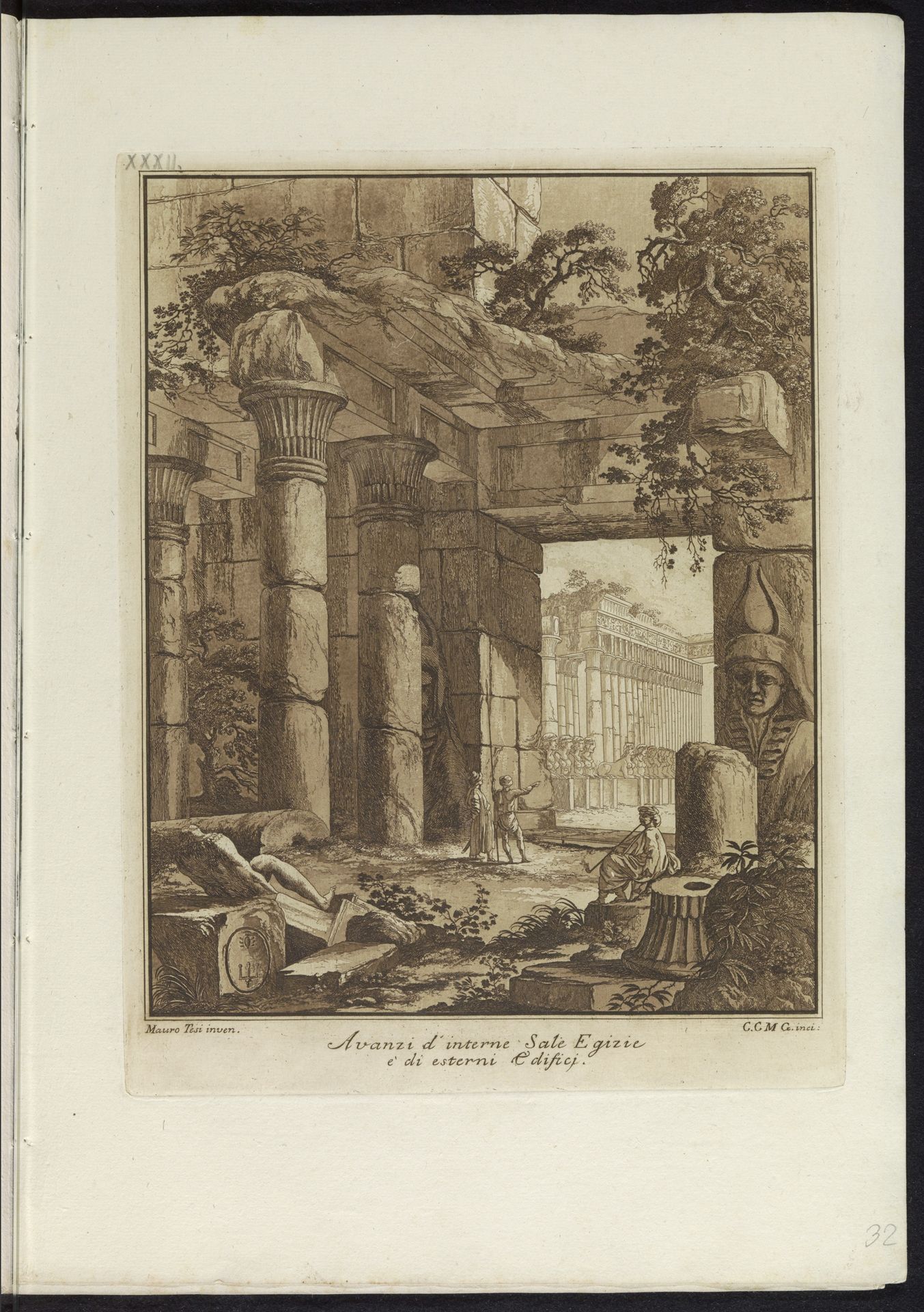 Door vegetatie overwoekerde Egyptische architectuur by Cesare Massimiliano Gini