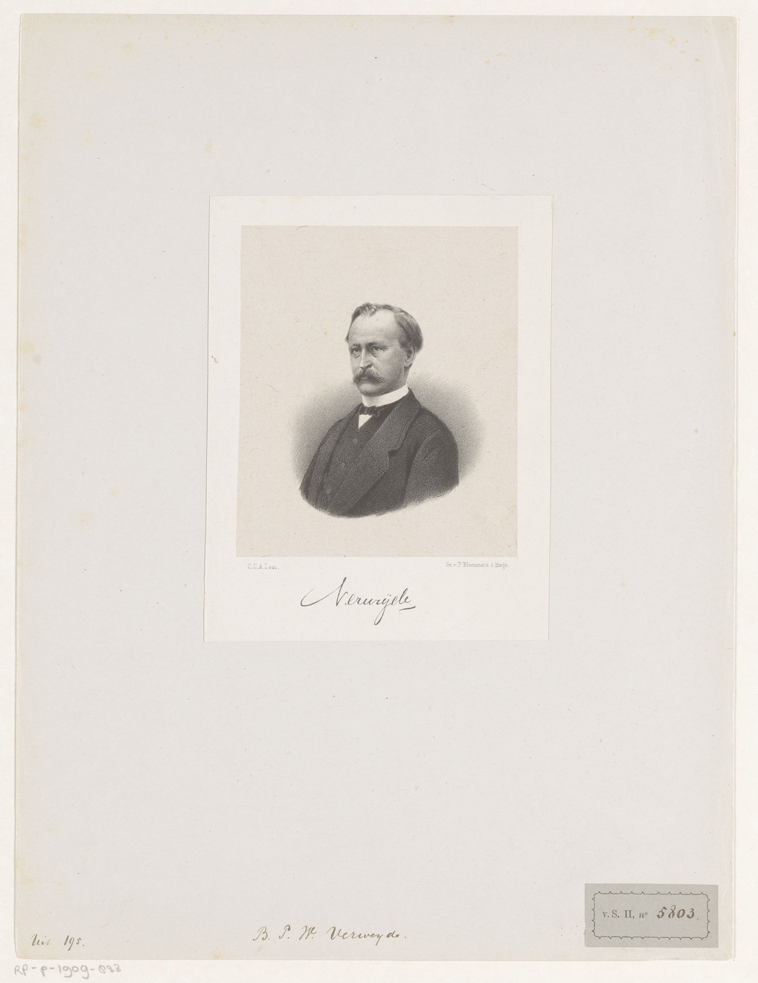 Portret van B.P.W. Verweijde by Carel Christiaan Antony Last