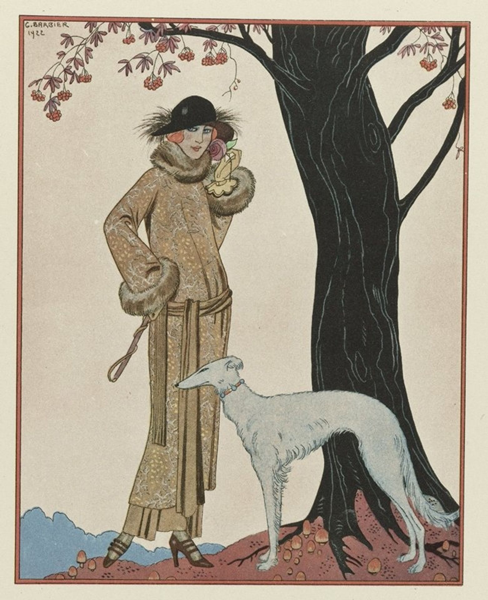 Symphonie automnale ; Manteau, et Robe d’après-midi, de Worth by George Barbier