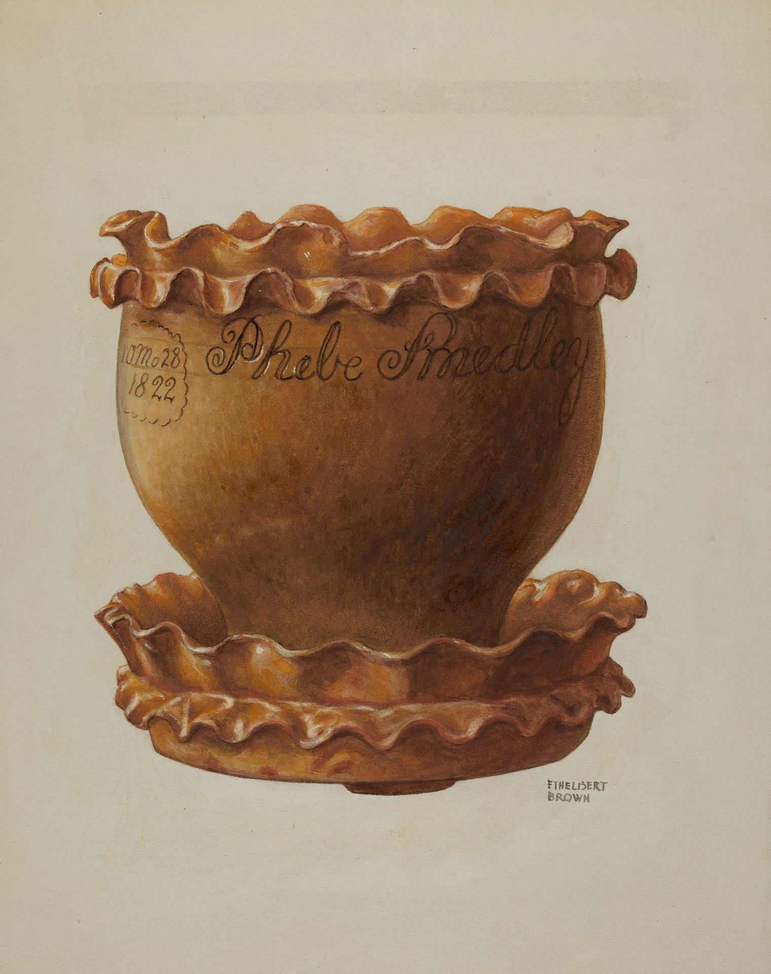 Pa. German Flower Pot and Saucer by Ethelbert Brown