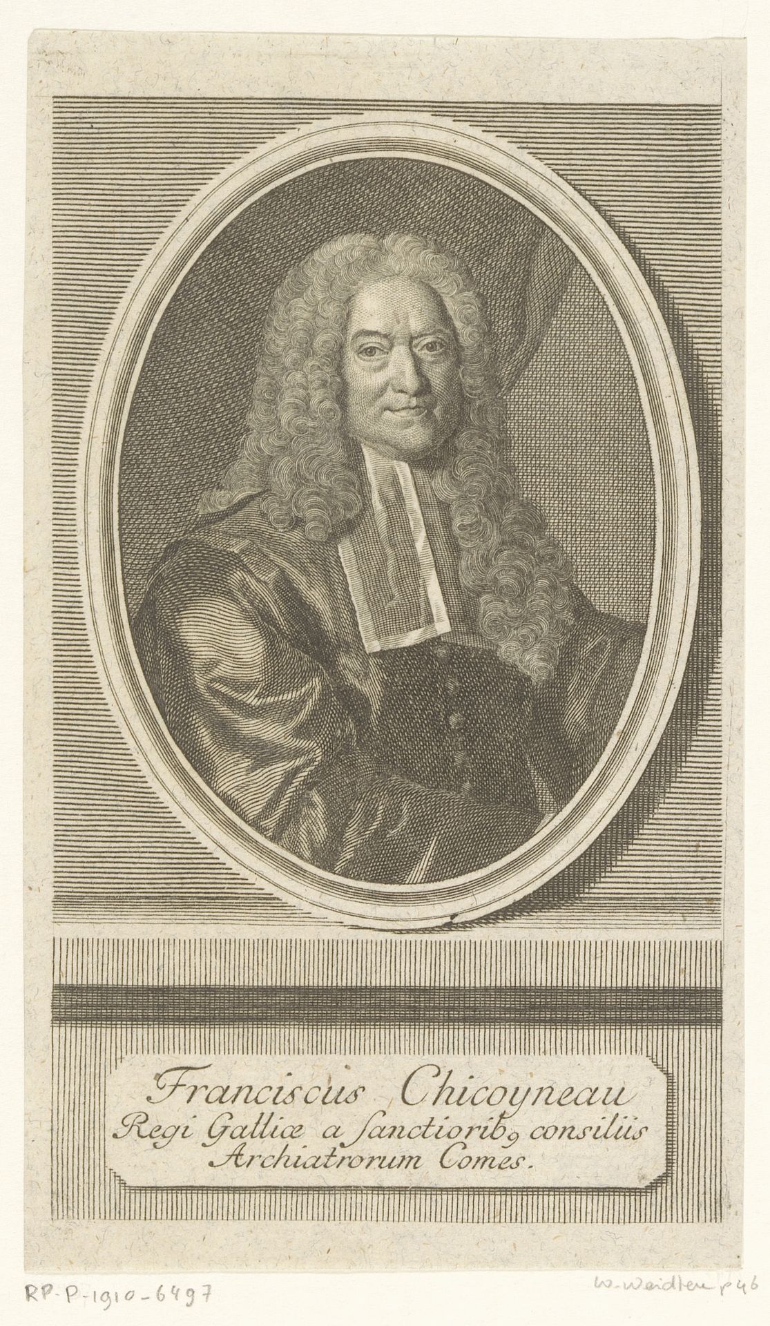 Portret van François Chicoyneau by Johann Martin Bernigeroth