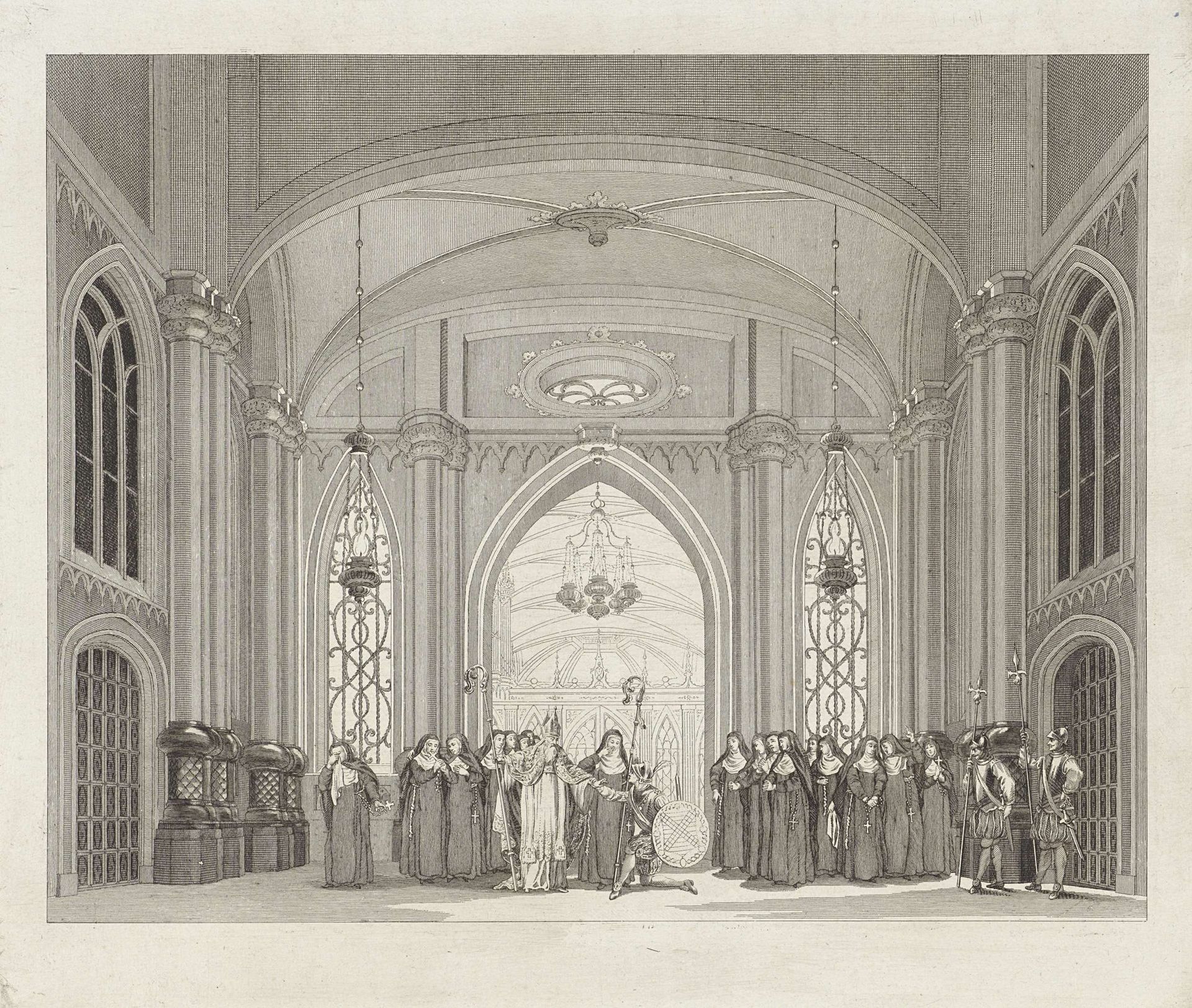 Toneeldecor: De Klooster-Kapel by Reinier Vinkeles