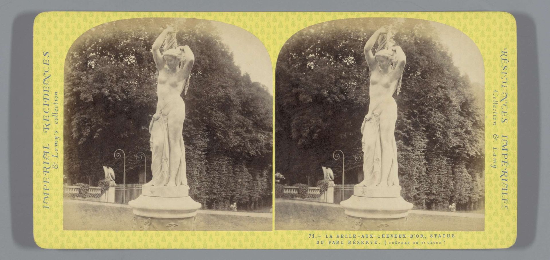 Sculptuur in het Parc de Saint-Cloud, voorstellende een naakte vrouw by Ernest Eléonor Pierre Lamy