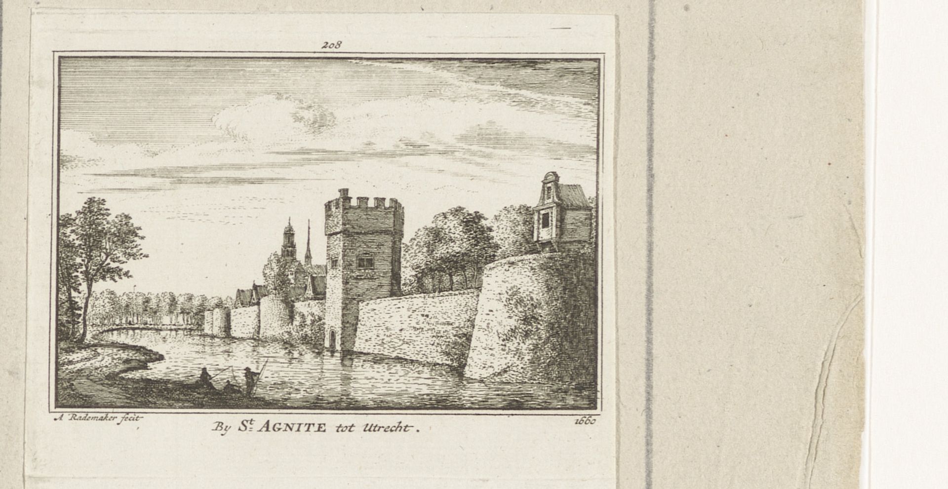 Gezicht op een deel van de stadwal te Utrecht, 1660 by Abraham Rademaker