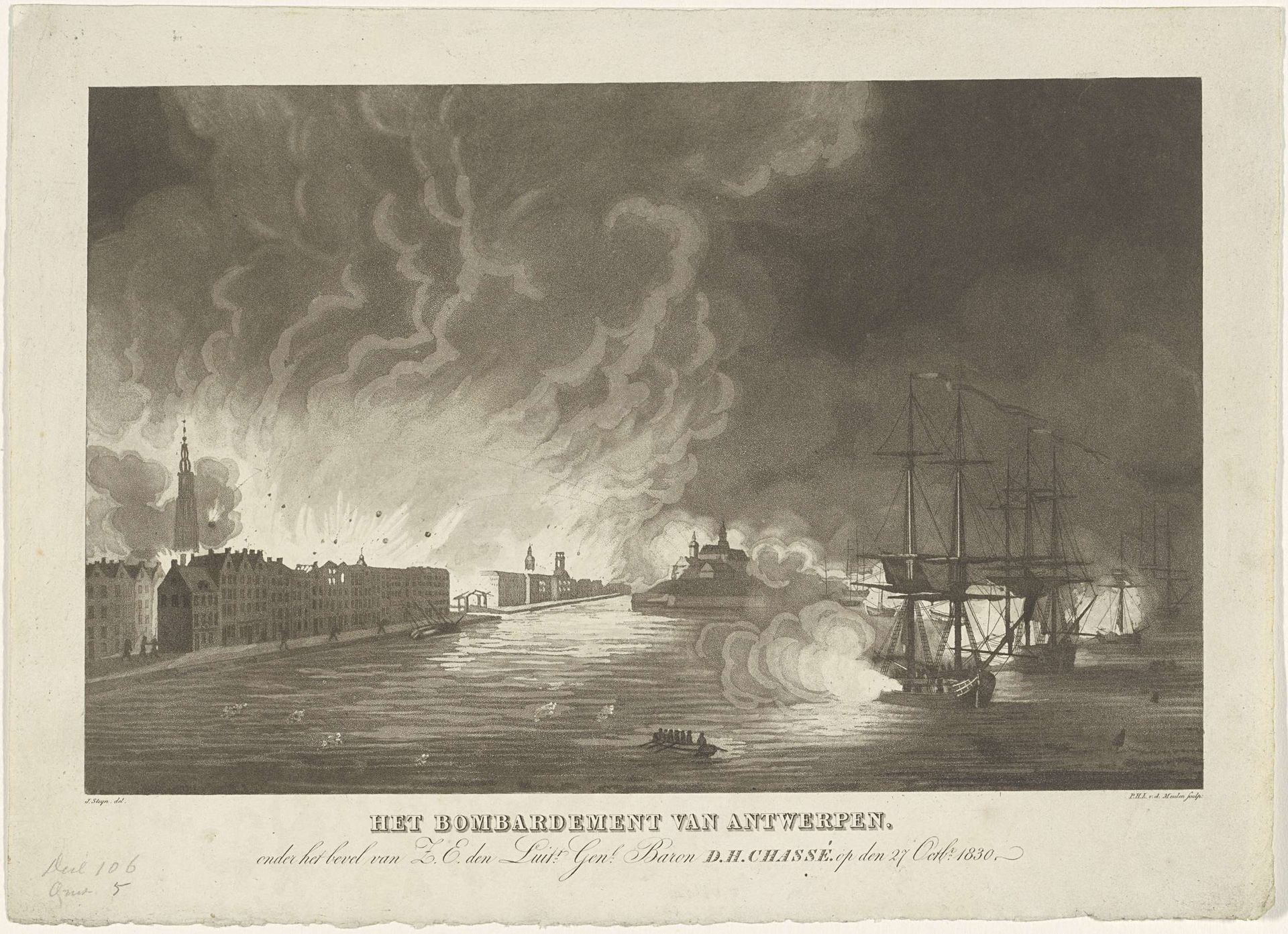 Bombardement van Antwerpen, 1830 by Pieter van der Meulen