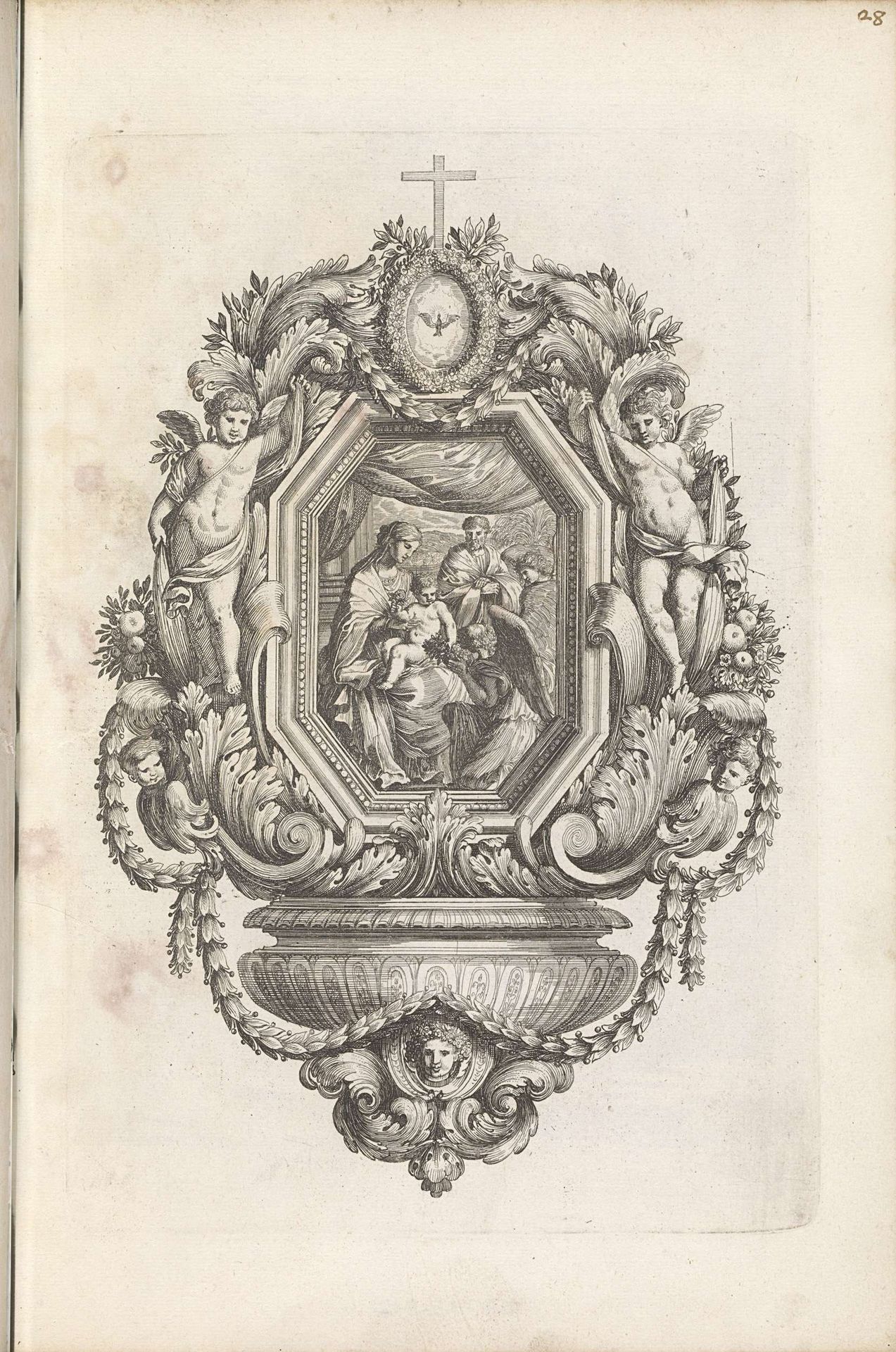 Wijwaterbak met de Heilige Familie by Franz Ertinger