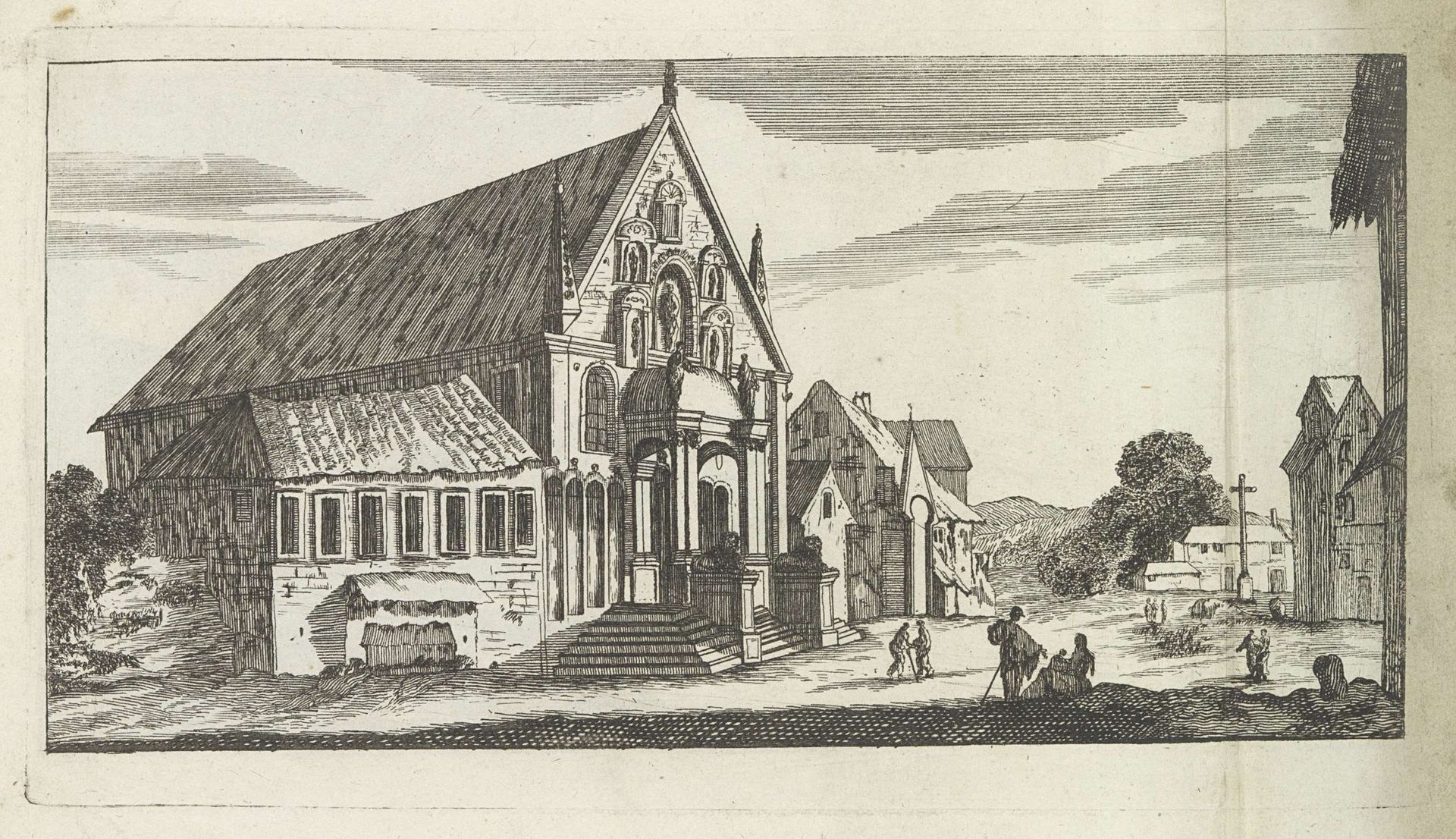 Landschap met een groot statig gebouw by Anonymous