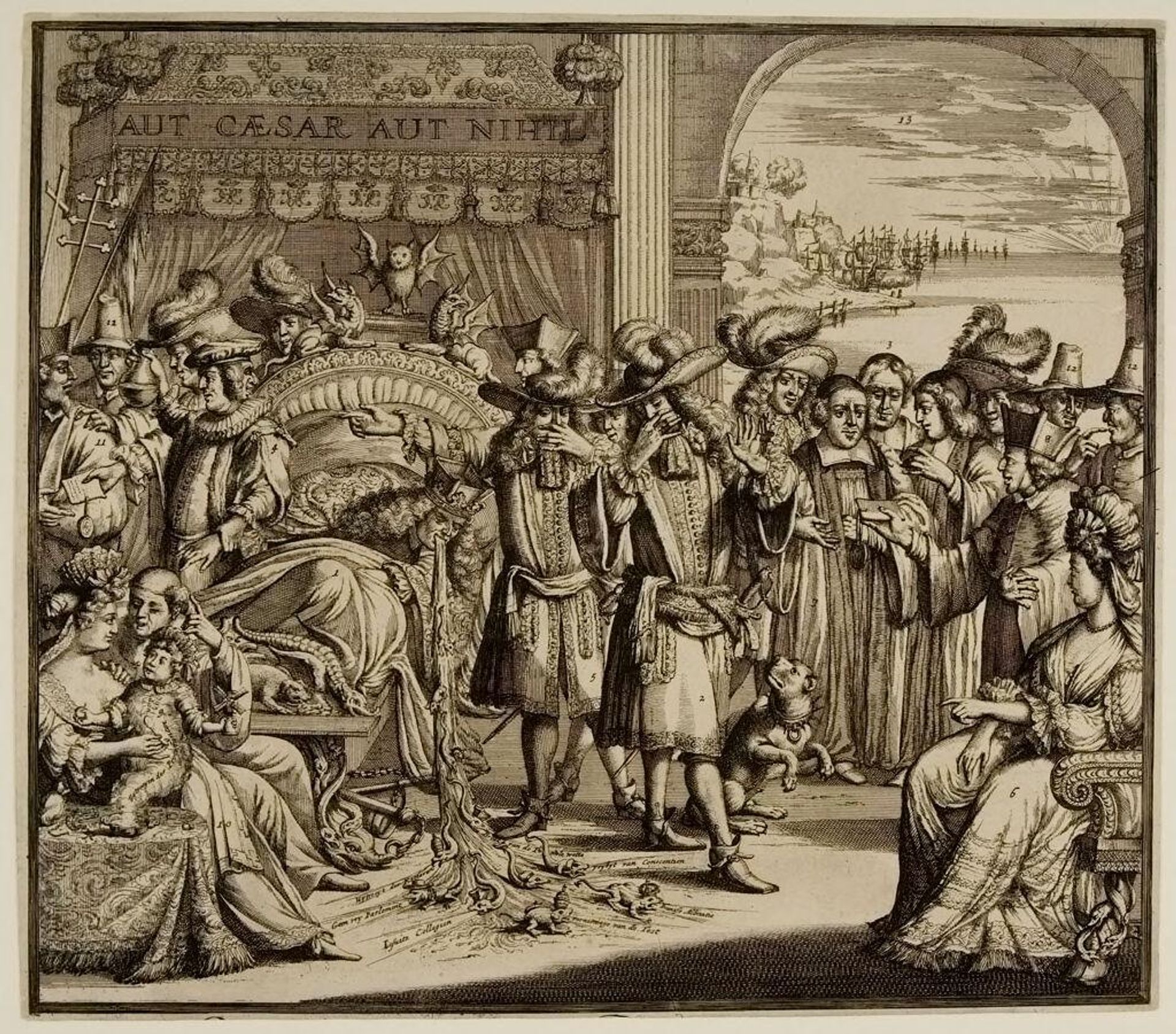 Arlequin Deodat et Pamirge Hypochondriaques by Romeyn de Hooghe