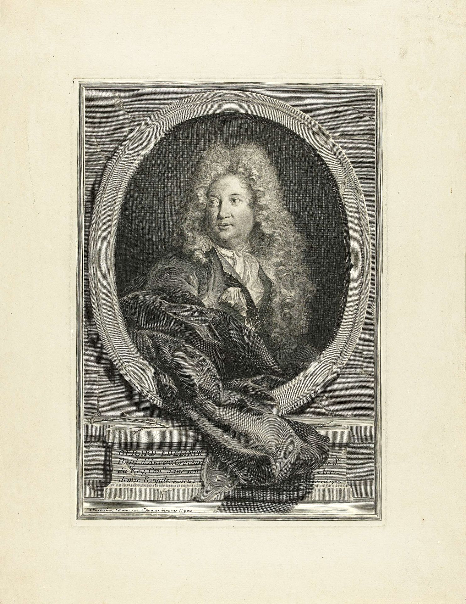 Portret van Gerard Edelinck by Nicolas Etienne Edelinck