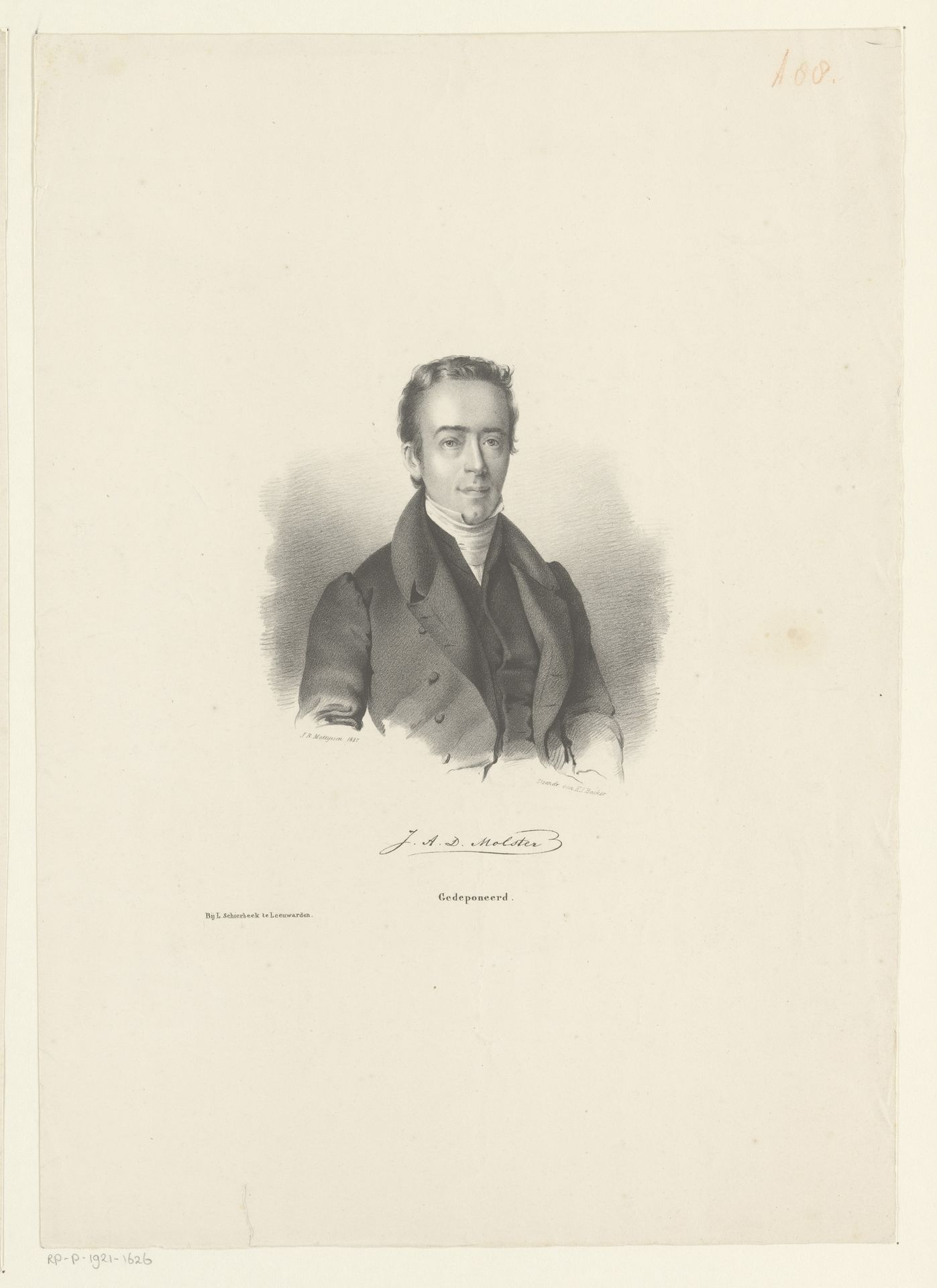 Portret van Johannes Abraham Dederiks Molster by Jan Rijk Matthijssen