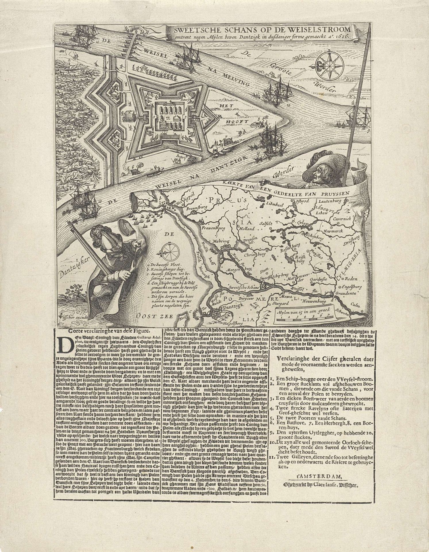 Plattegrond van Gdańsk by Claes Jansz. Visscher