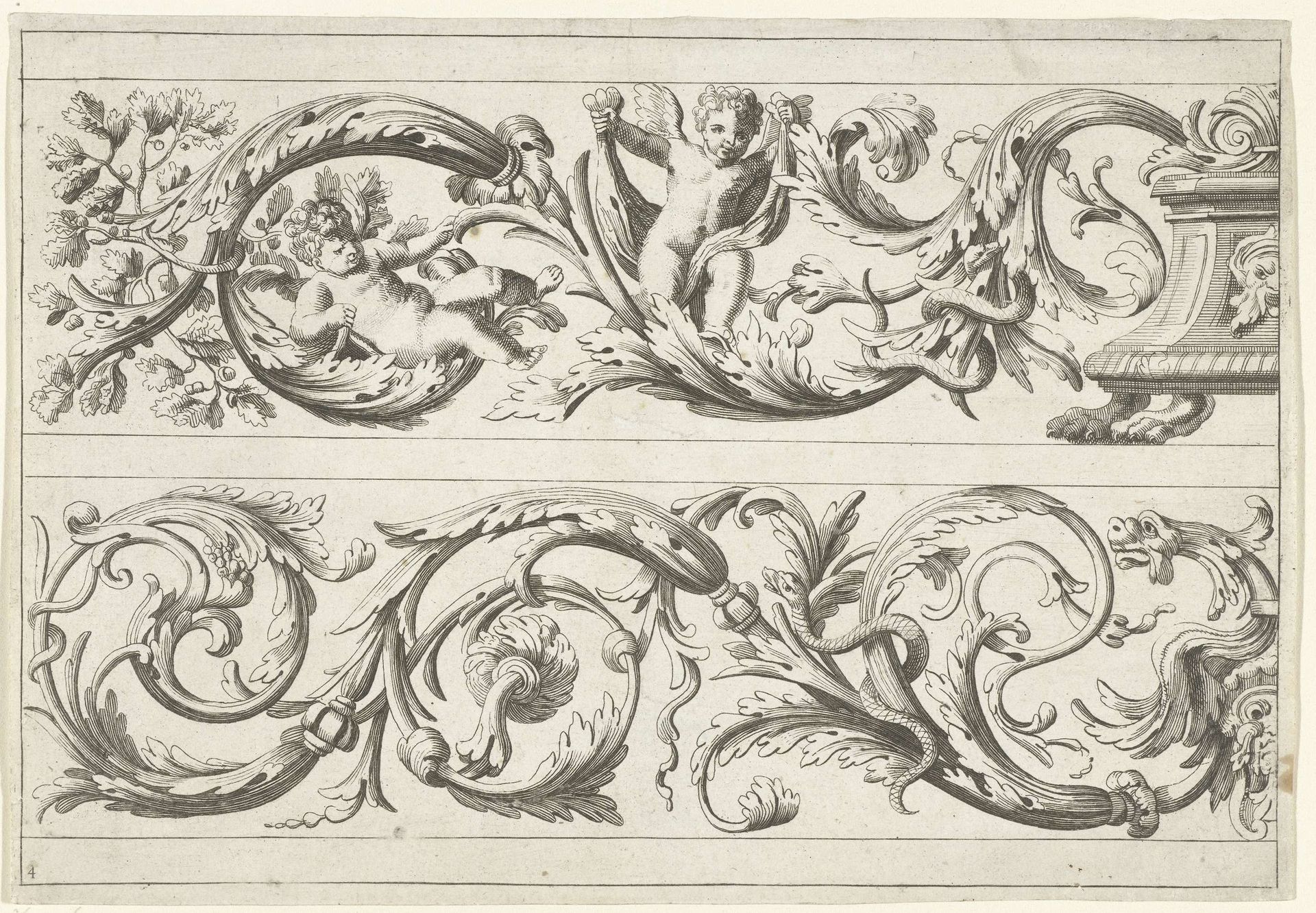Twee friezen met bladranken by Jean Lepautre