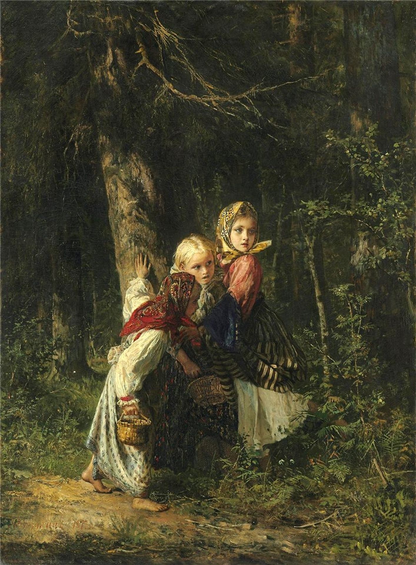 Peasant Girls in the Forest by Alexei Korzukhin