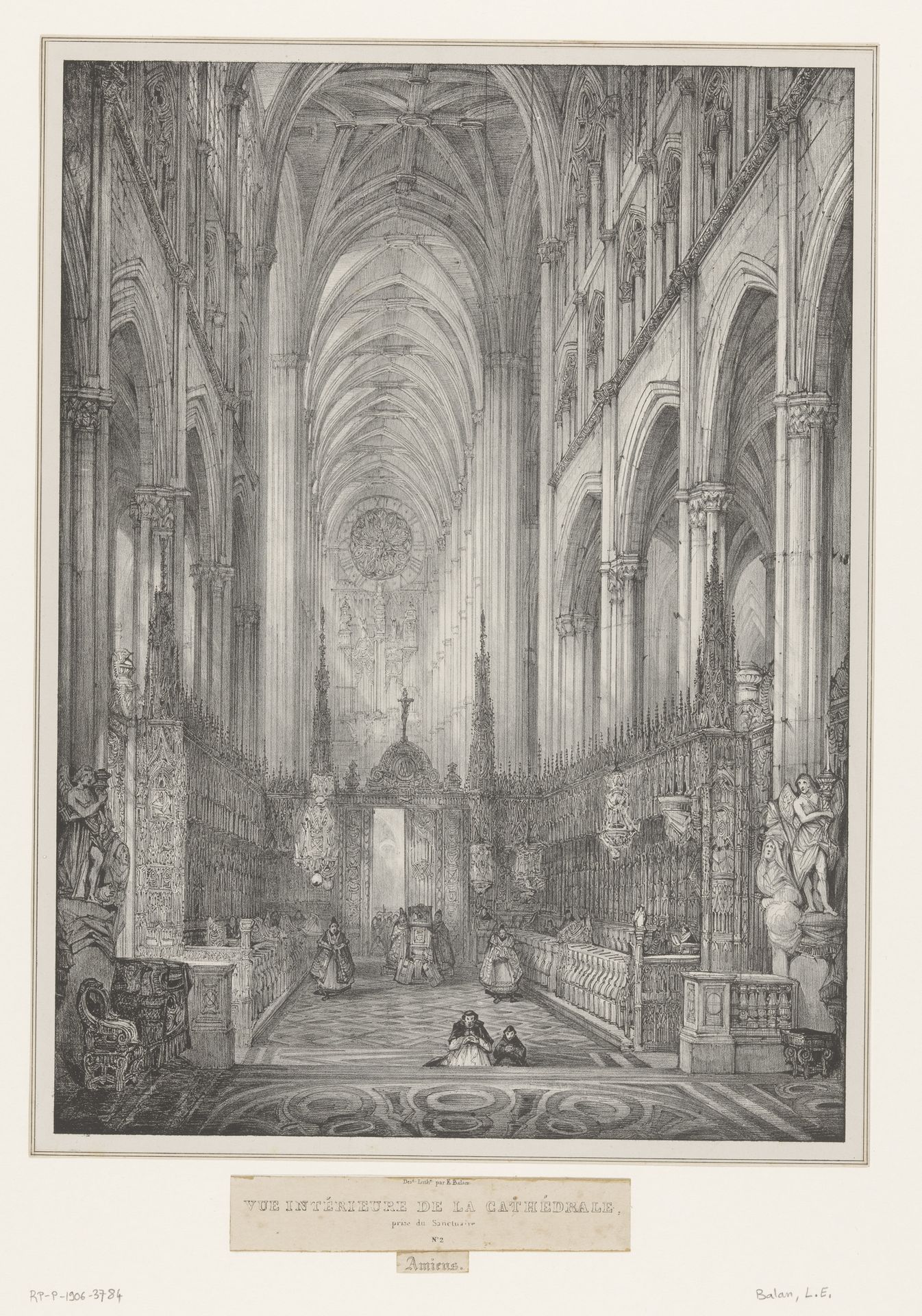 Interieur van de Notre-Dame van Amiens, gezien vanuit het koor by Eugène Balan