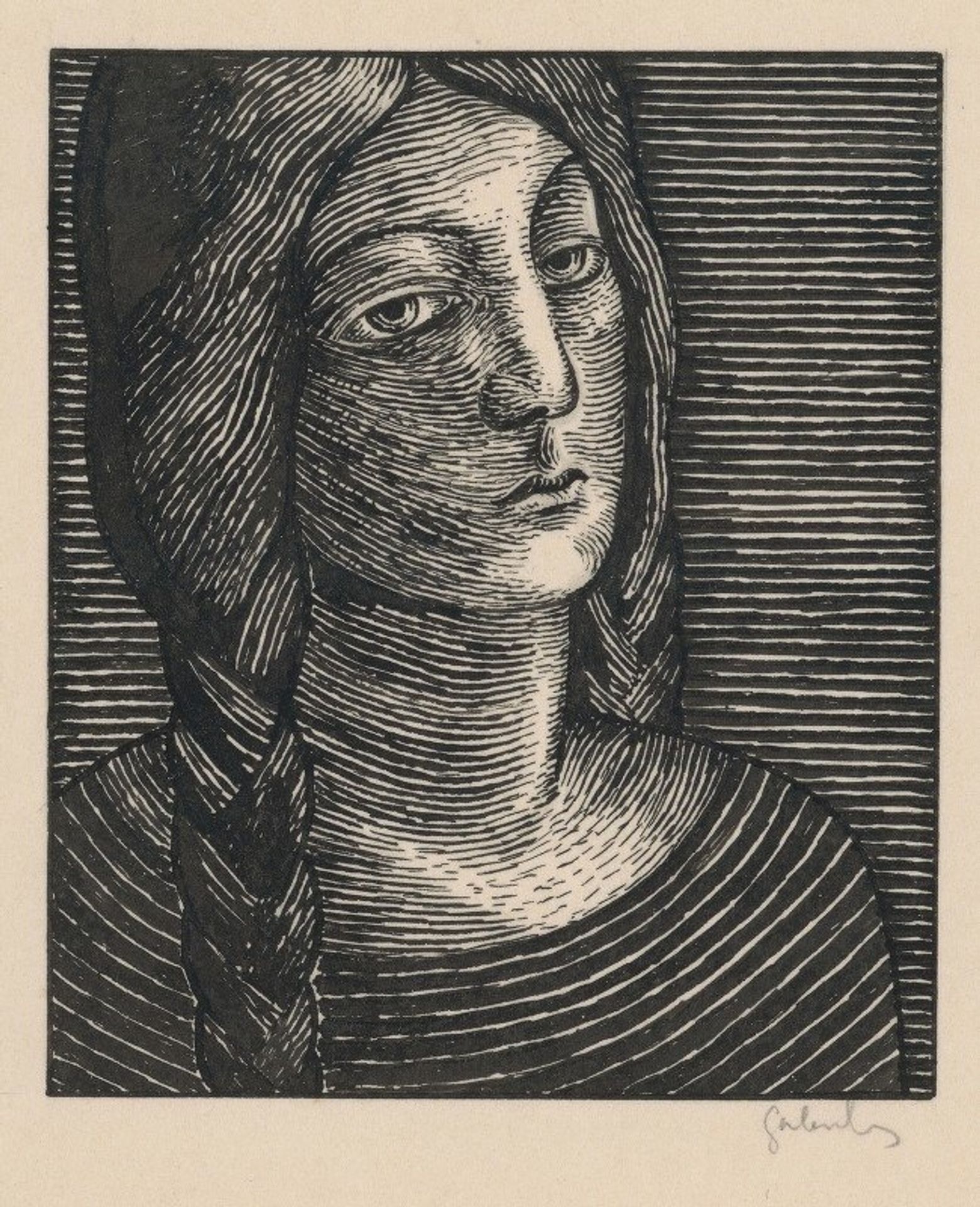 Head Of A Woman With Long Braids by Mikuláš Galanda