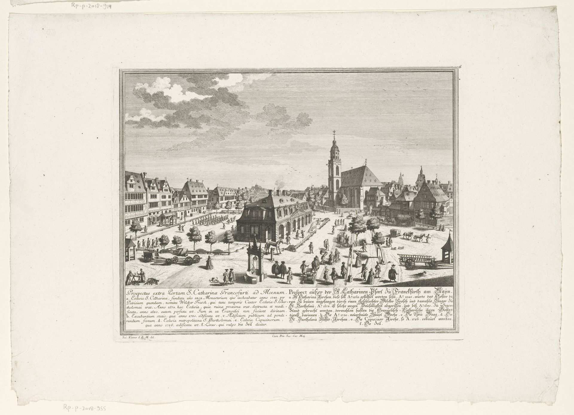 Gezicht vanaf de Sint-Catherinapoort, te Frankfurt am Main by Georg Daniel Heumann