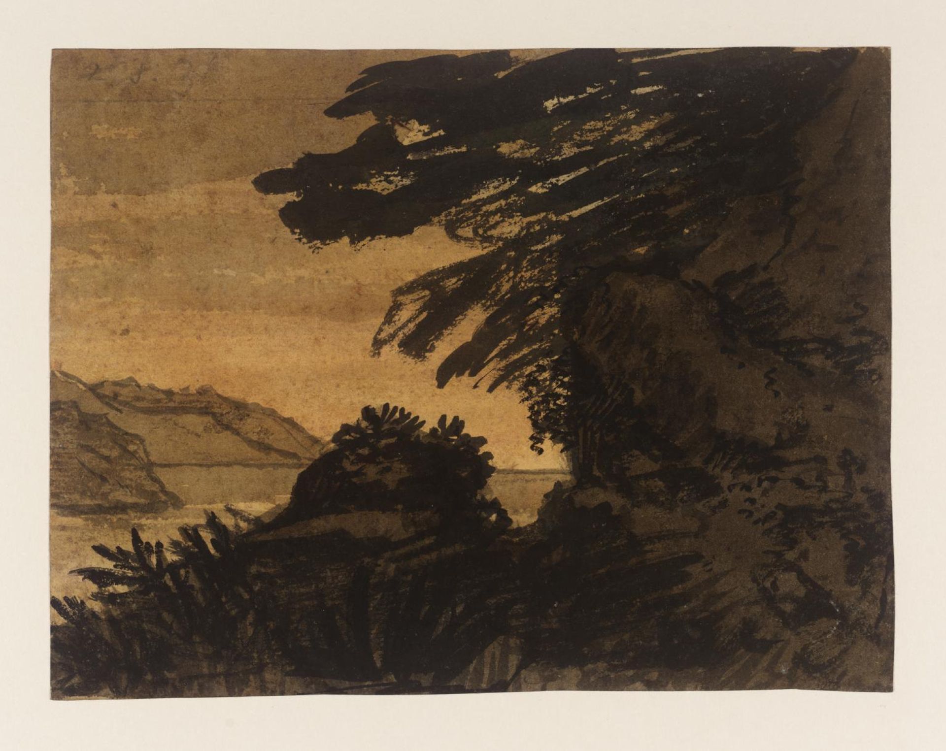 Rocks and Trees, a Coast Line Beyond by Alexander Cozens