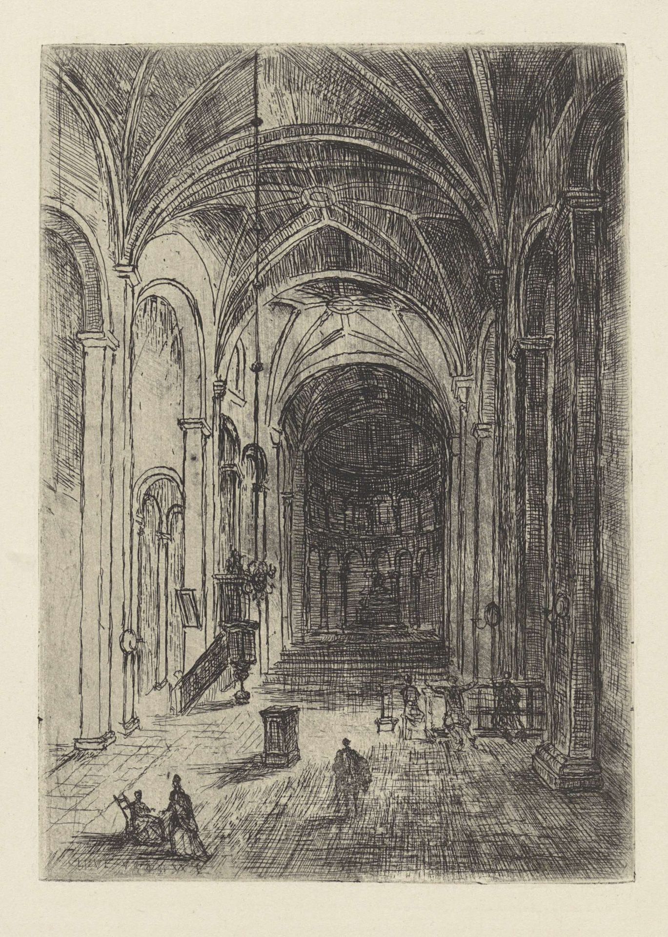 Interieur van de Onze-Lieve-Vrouwe-Basiliek te Maastricht by Alexander Schaepkens