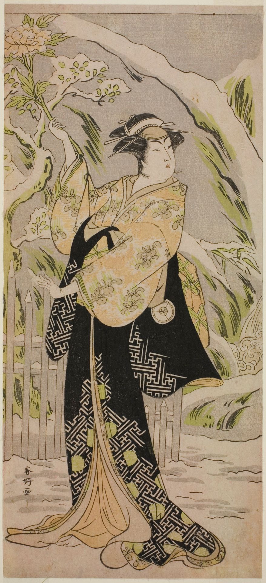 The Actor Iwai Hanshiro IV as Lady Yaehata in the Play Sanga no Sho Haru no Hanayome, Performed at the Kiri Theater in the Eleventh Month, 1787 by Katsukawa Shunkō