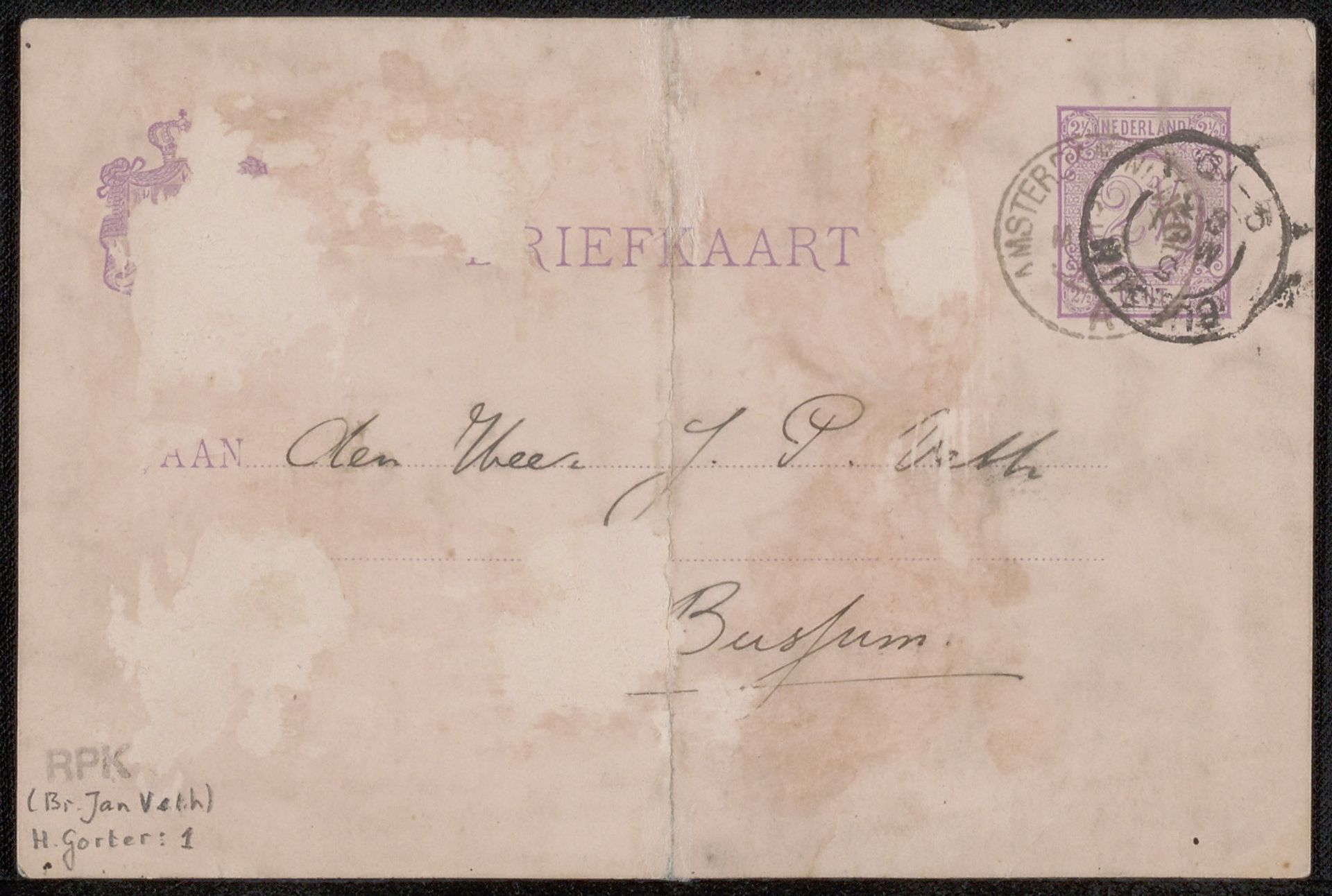 Briefkaart aan Jan Veth by Herman Gorter
