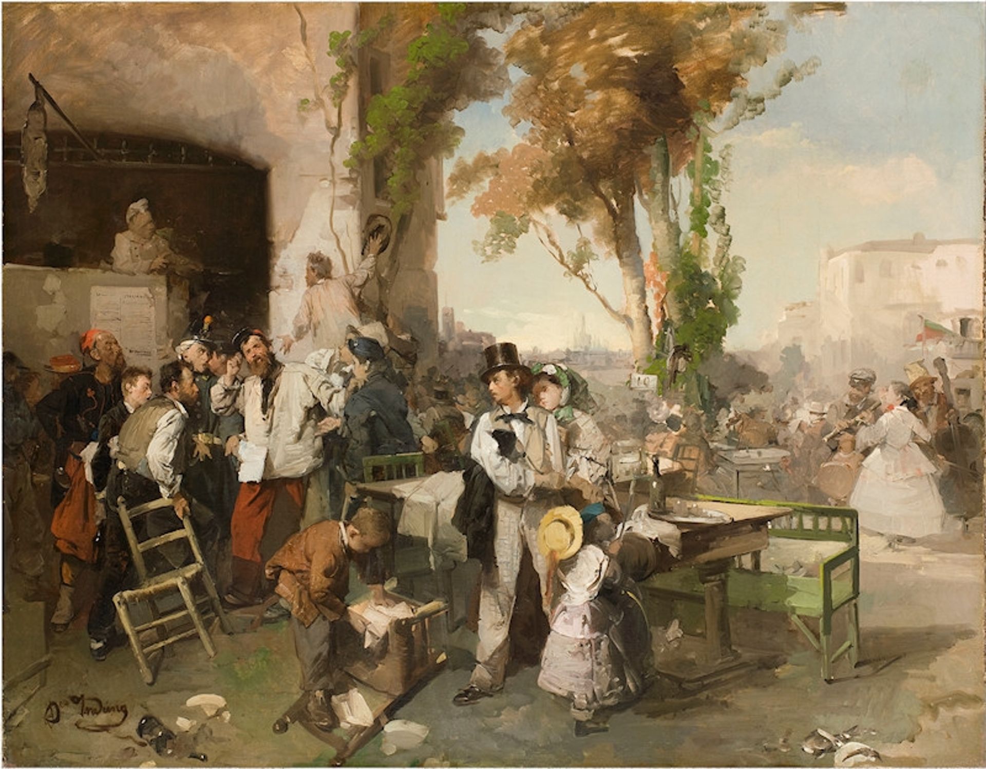 Arrival of the Bulletin Announcing the Armistice of Villafranca by Domenico Induno