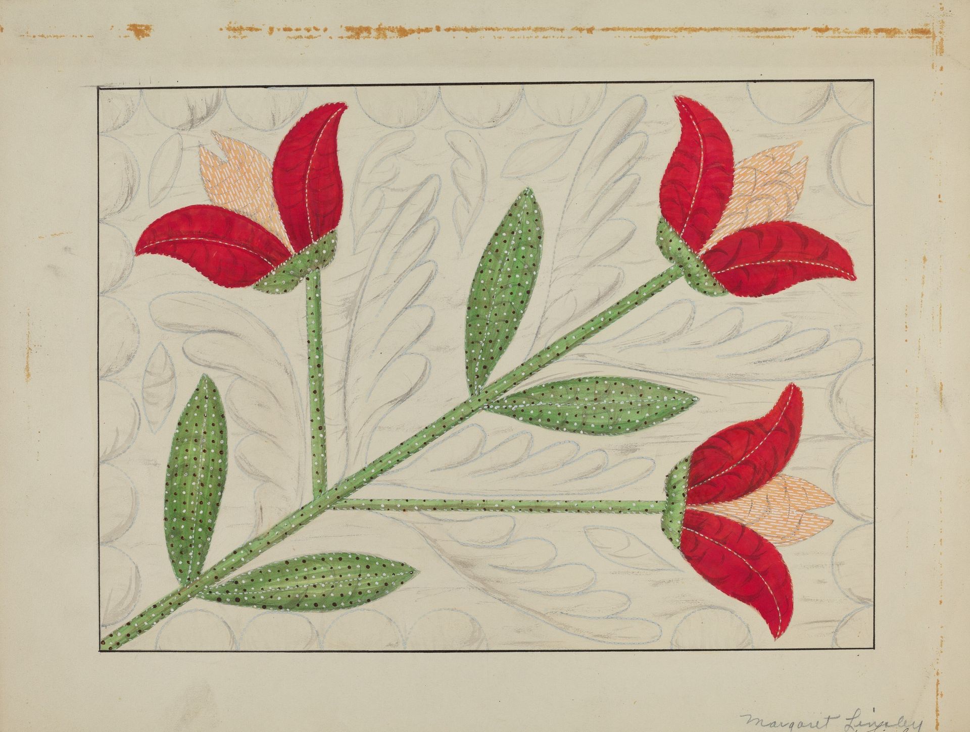 Quilt - Appliqued in Bellflower Design by Margaret Linsley