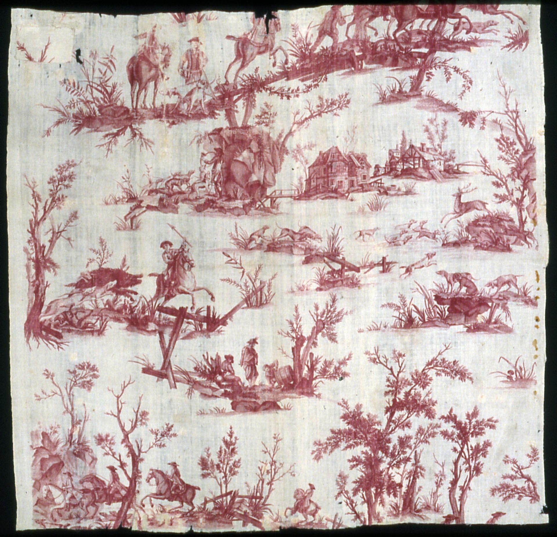 La Chasse au cerf et au sanglier (Furnishing Fabric) by Johann Elias Ridinger