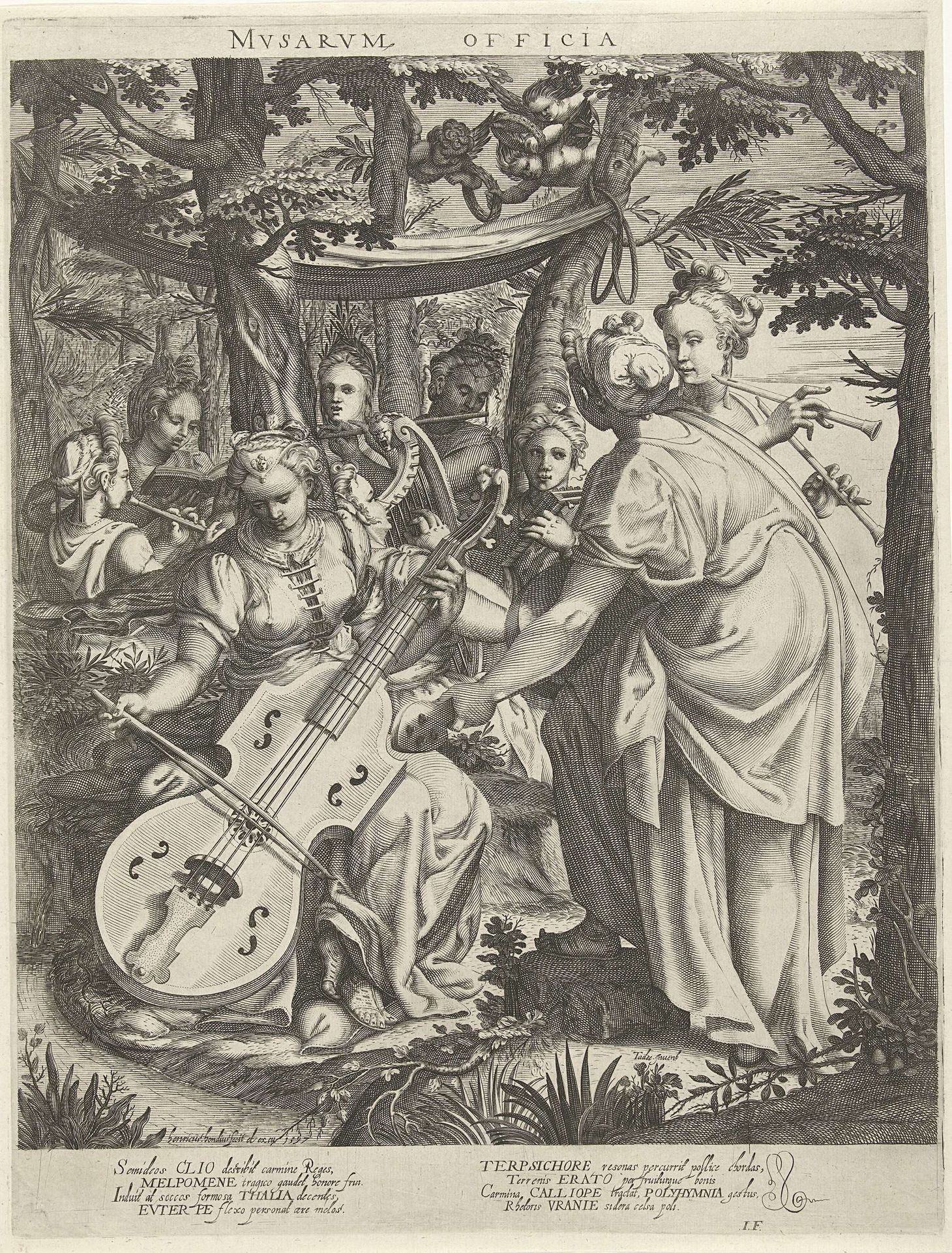 Concert van de muzen op de Parnassus by Hendrick Hondius I