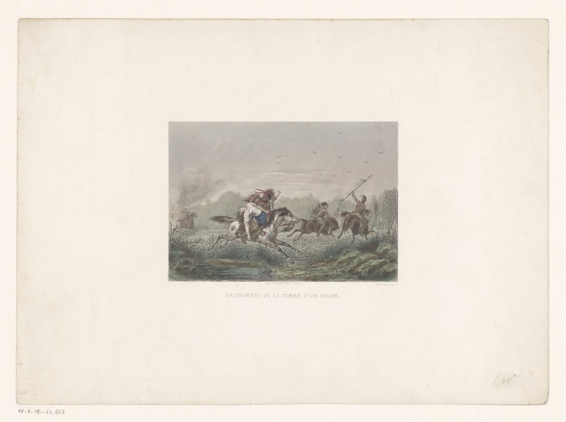 Ontvoering van de vrouw van een kolonist by Ferdinand Delannoy