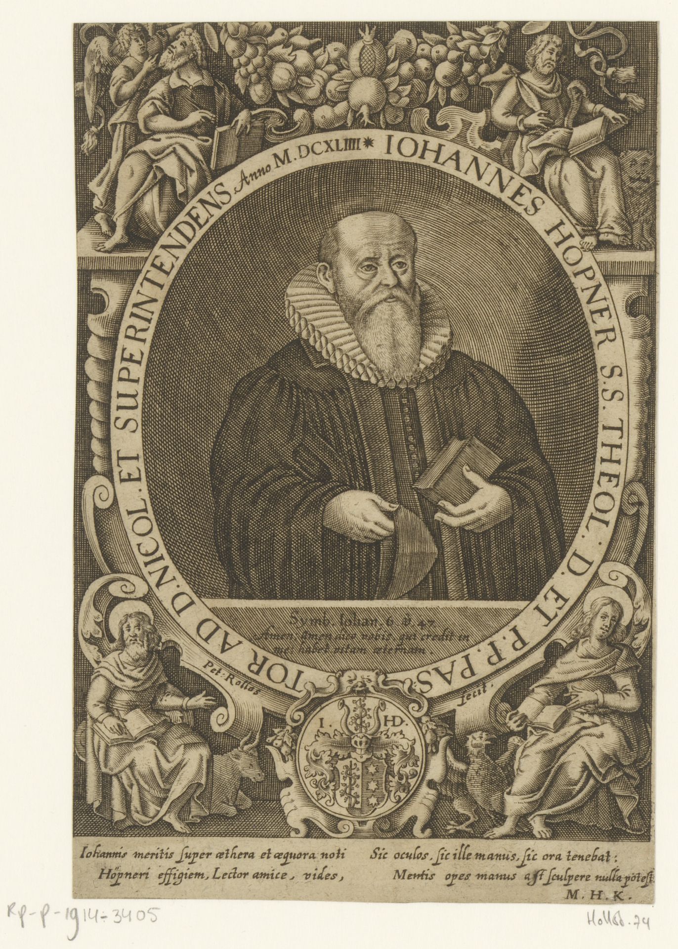 Portret van Johannes Höpner by Peter (I) Rollos