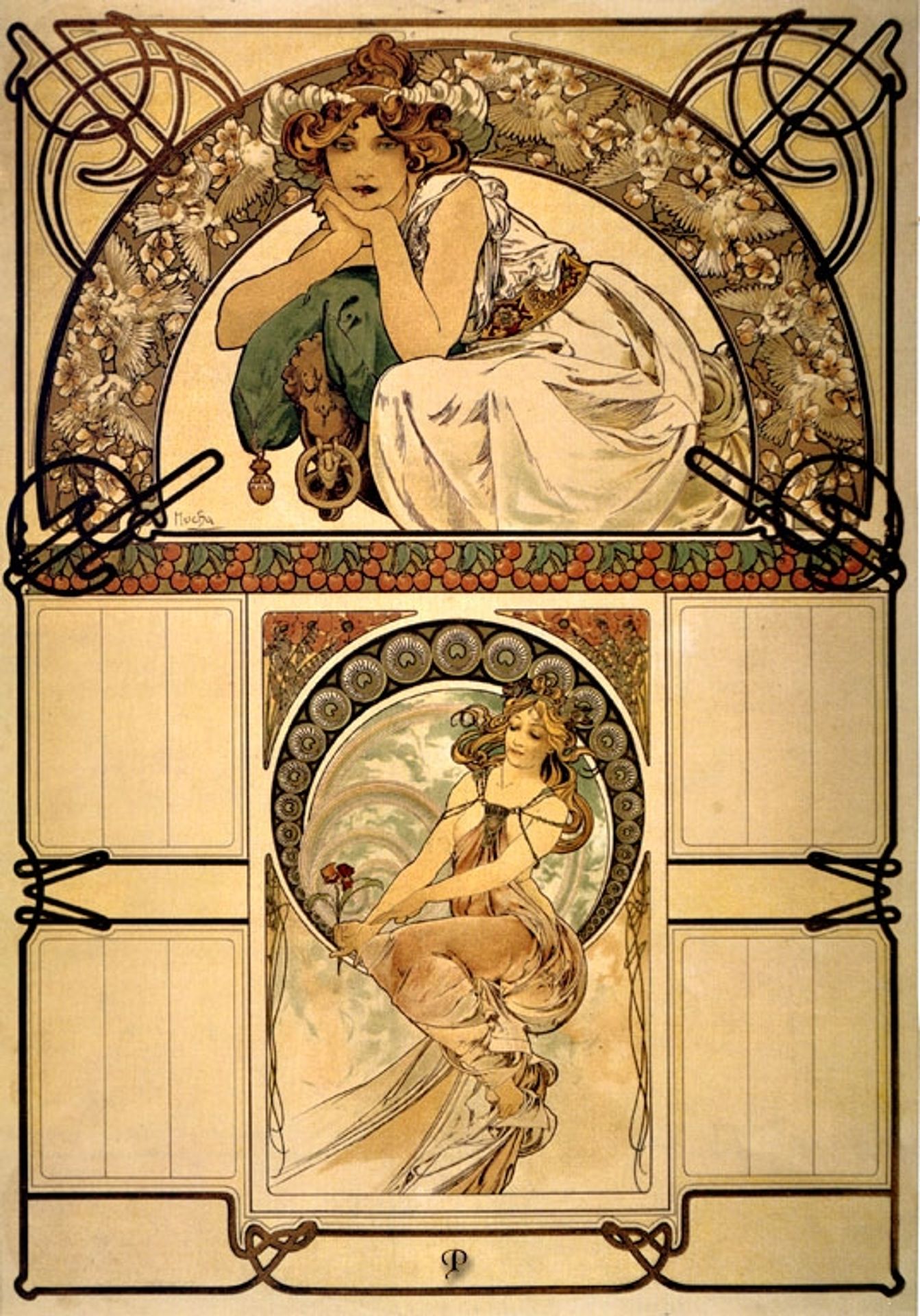 Calendar of cherry blossom by Alphonse Mucha