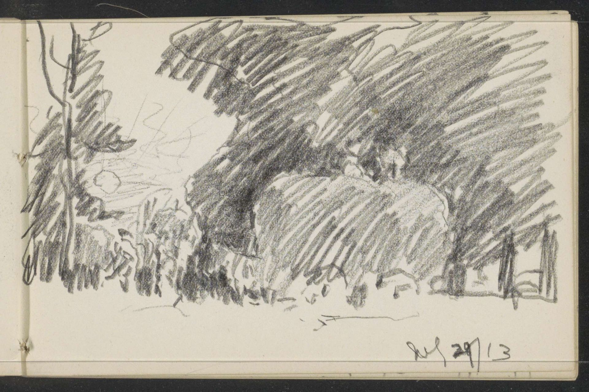 Landschap met figuren op een hooiwagen by Alexander Shilling