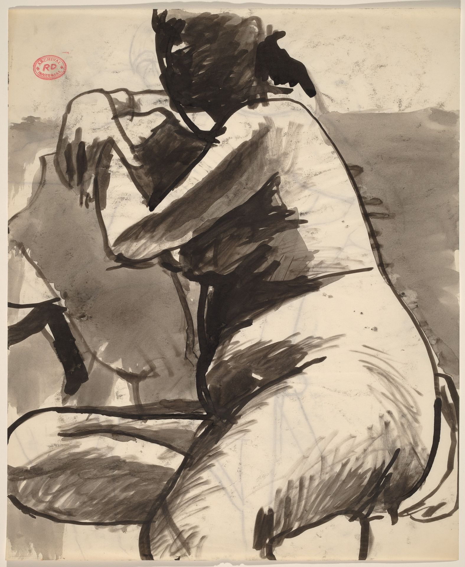 Untitled [seated female nude facing left] [recto] by Richard Diebenkorn
