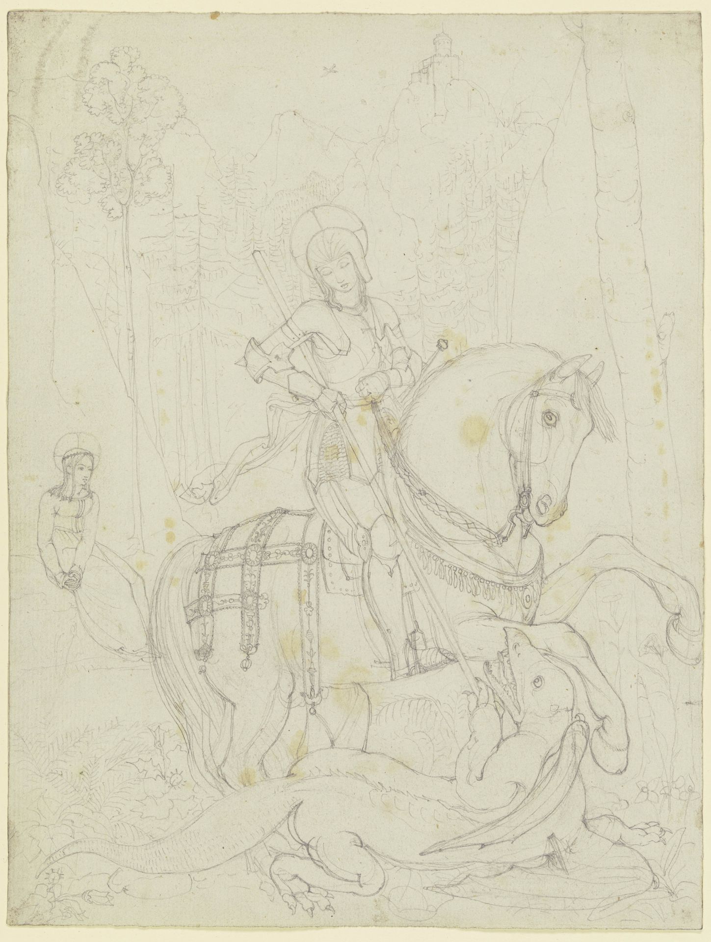 Der Heilige Georg, den Drachen tötend by Franz Pforr