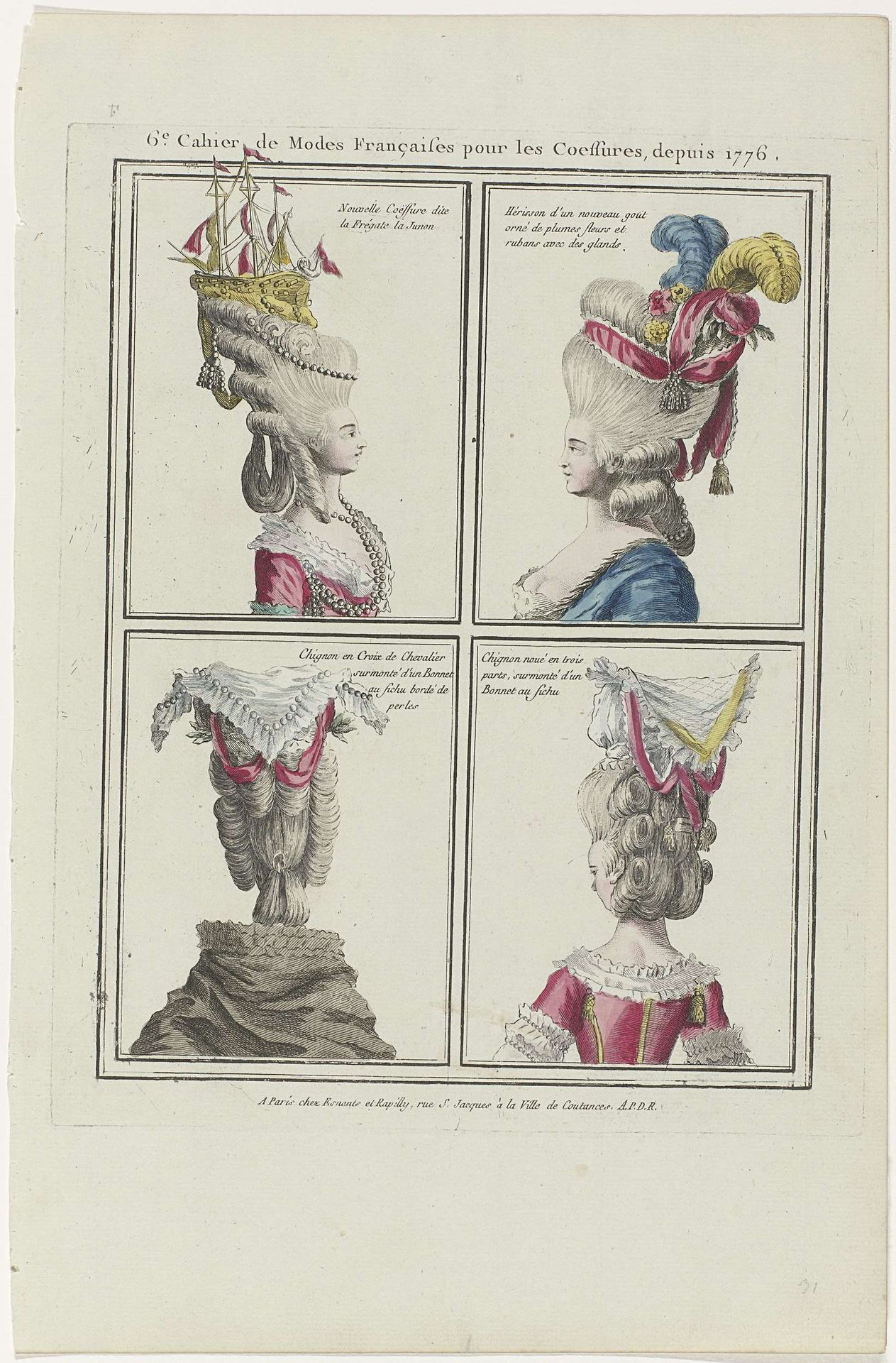 Coiffures, Poufs, Hats and Bonnets: Eleven Coiffures and Headdresses by Anonymous