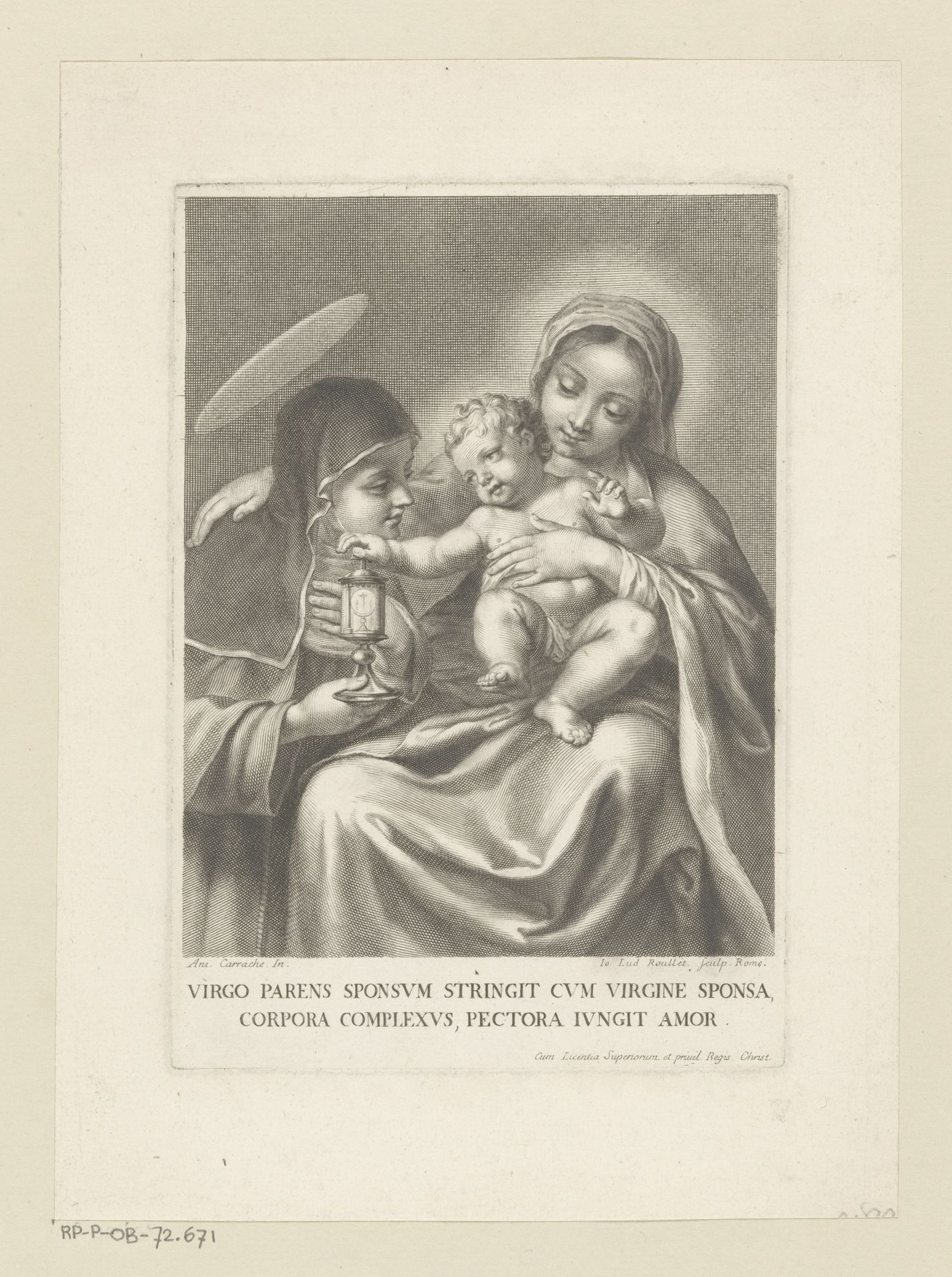 Maria met kind en vrouwelijke heilige met reliekhouder by Jean Louis Roullet