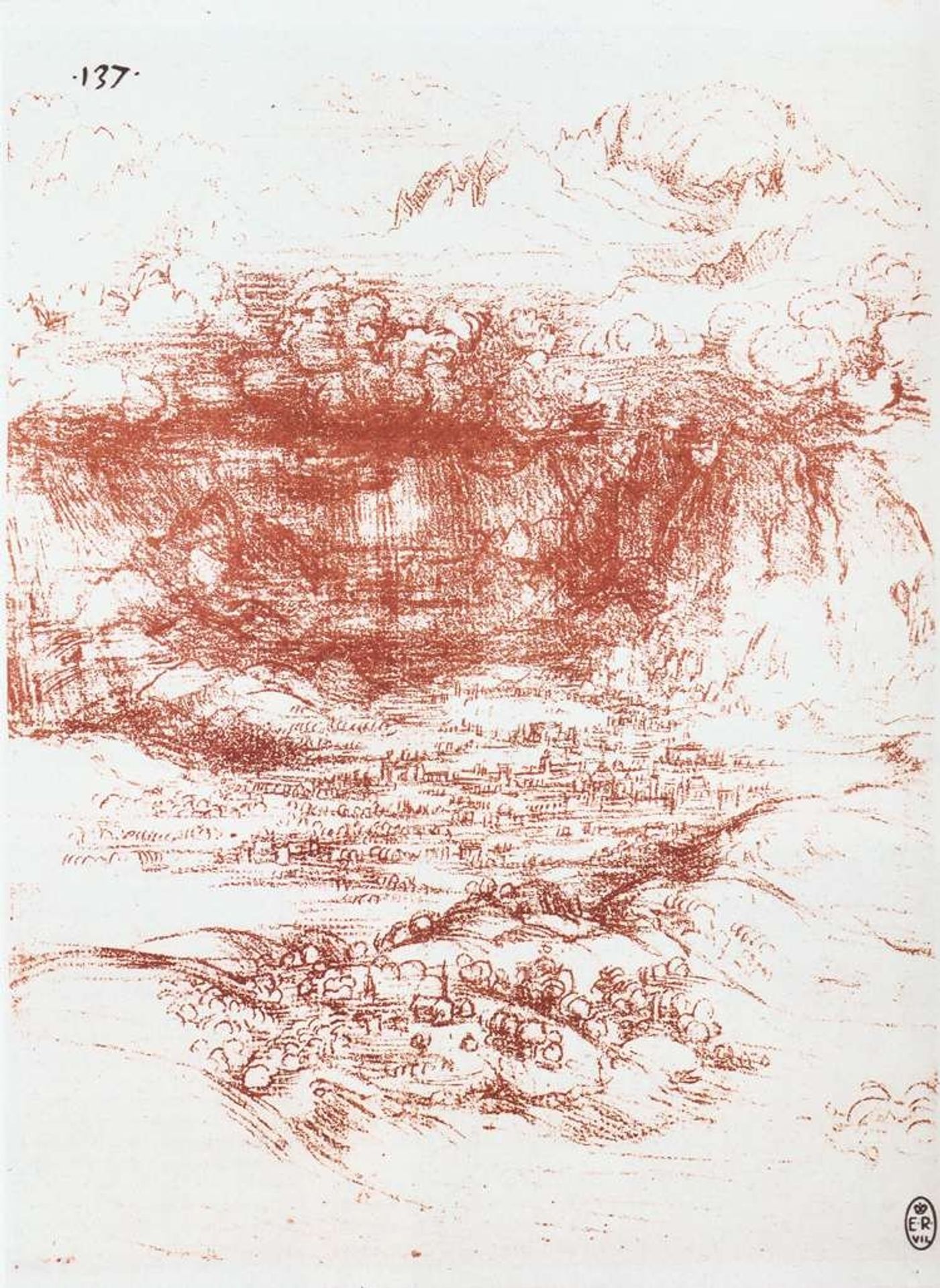 Storm over a landscape by Leonardo da Vinci