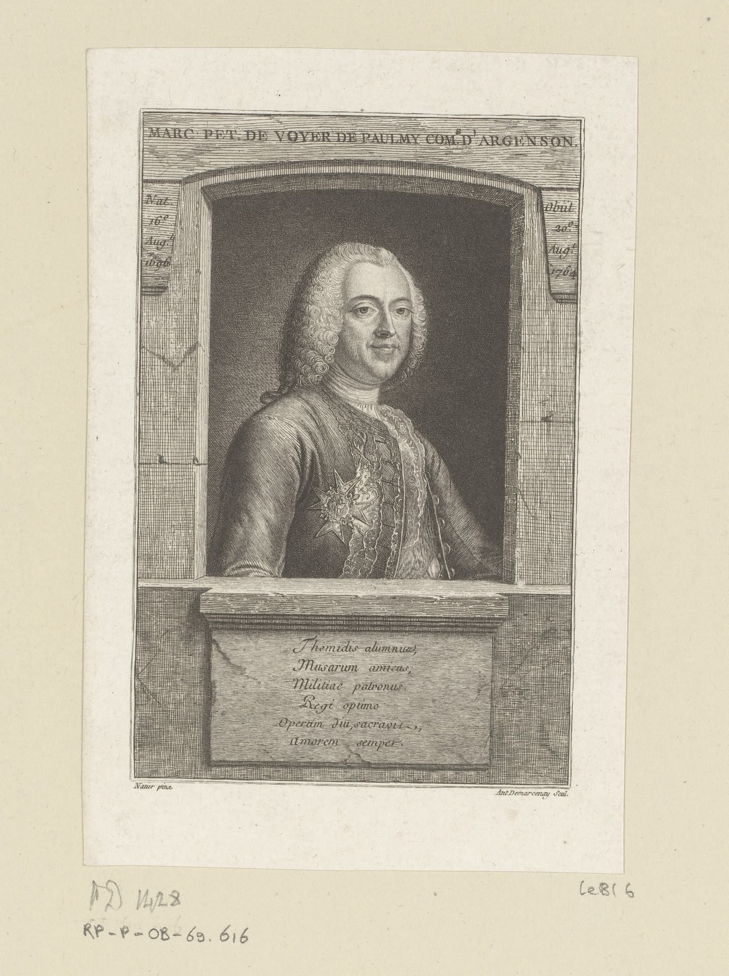 Portret van Marc-Pierre de Voyer de Paulmy, marquis d'Argenson by Antoine de Marcenay de Ghuy