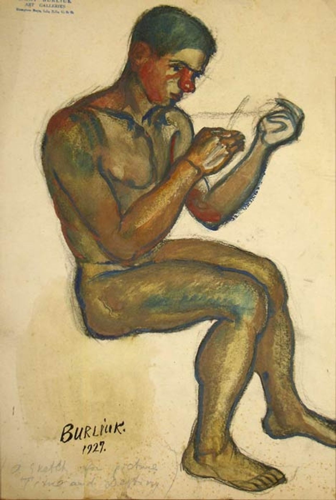 Seated young man (study to "Father Time") by David Burliuk