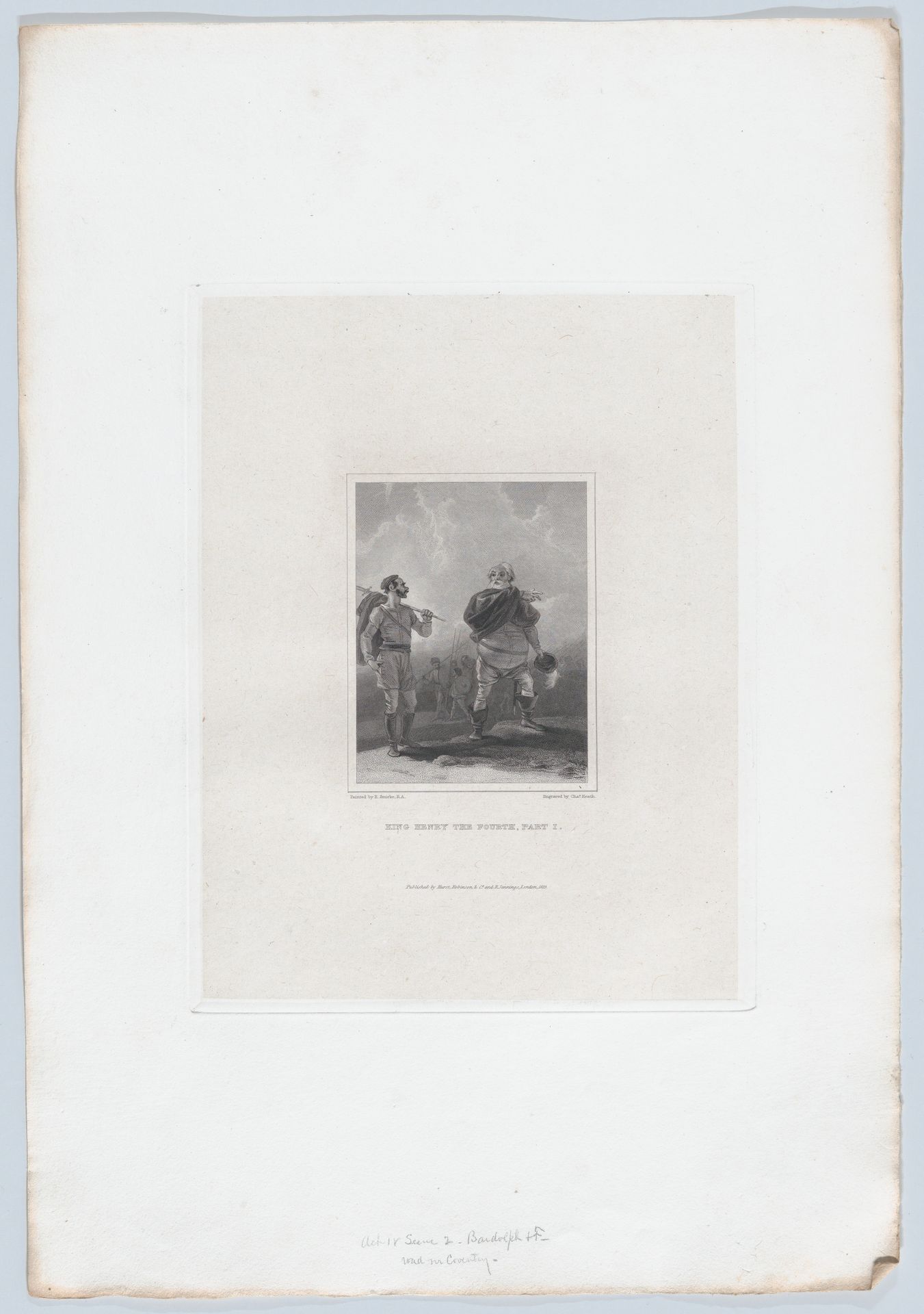 Falstaff and Bardolph, on a Road near Coventry (Shakespeare, King Henry IV, Part I, Act 4, Scene 2) by Charles Heath, the elder