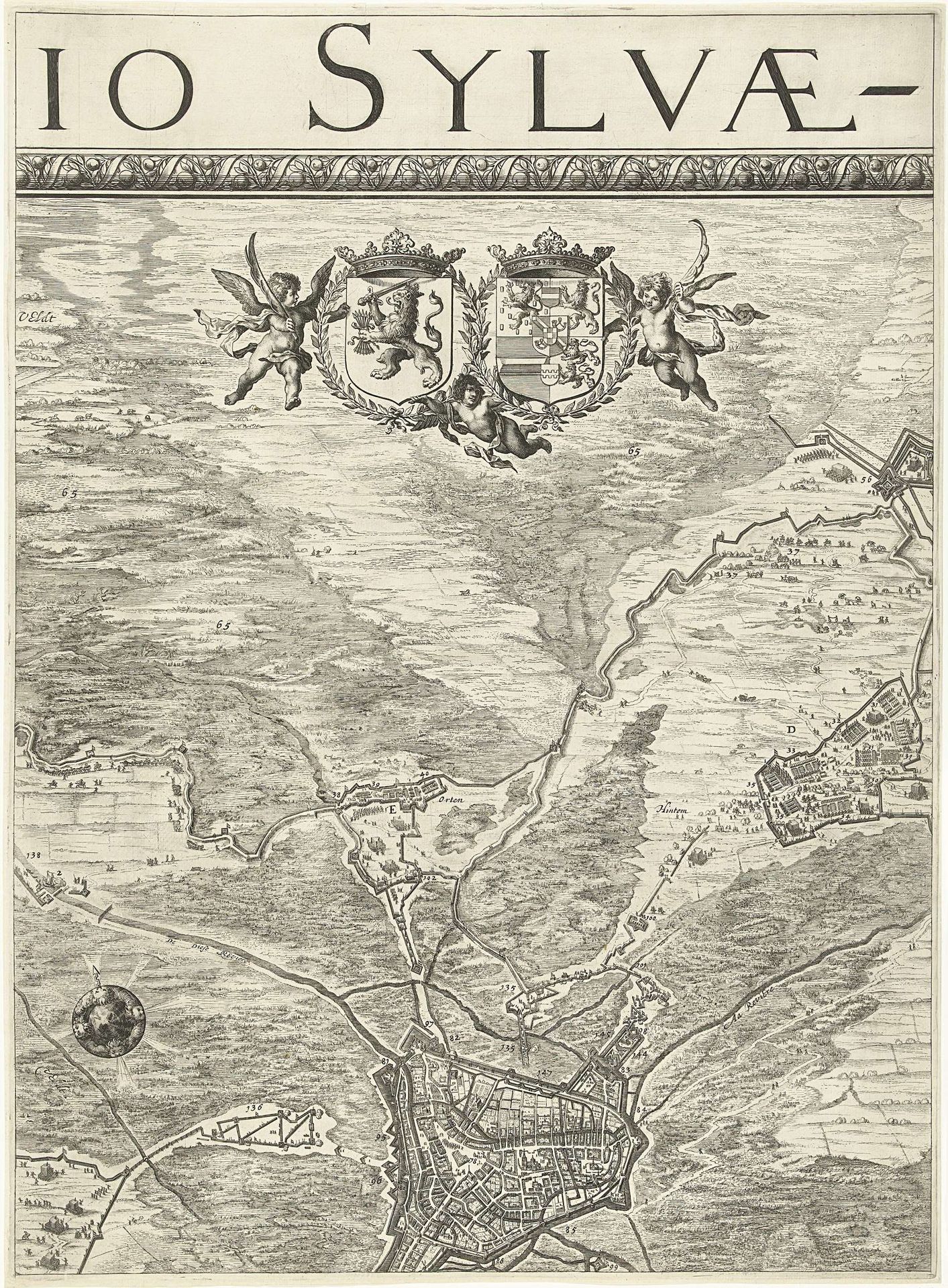 Grote kaart van het beleg van Den Bosch door Frederik Hendrik (blad middenboven), 1629 by Balthasar Florisz. van Berckenrode