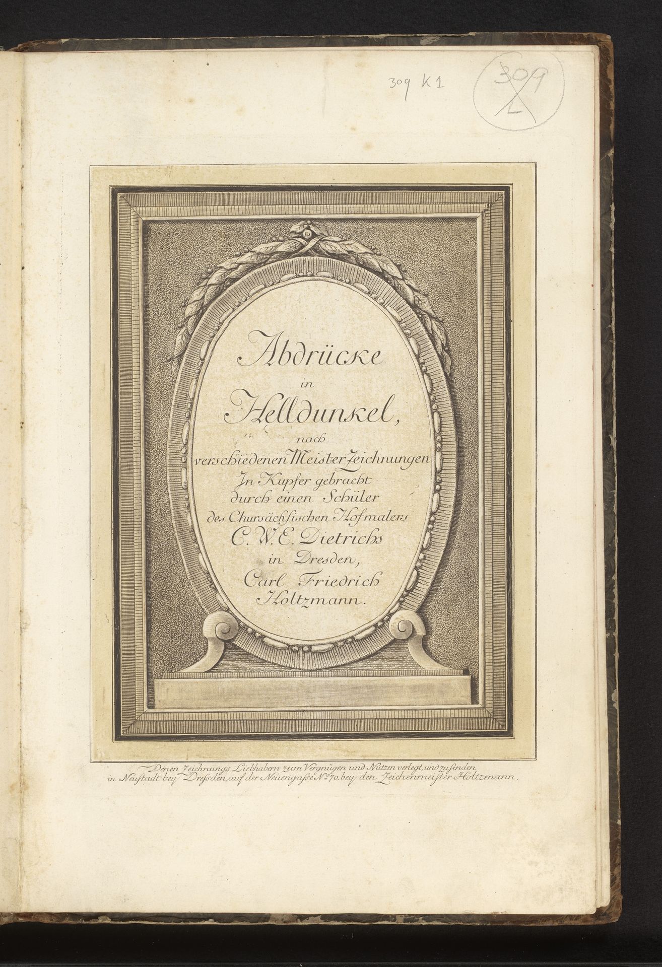 Titelprent voor de prentserie 'Prenten in clair-obscur' by Carl Friedrich Holtzmann