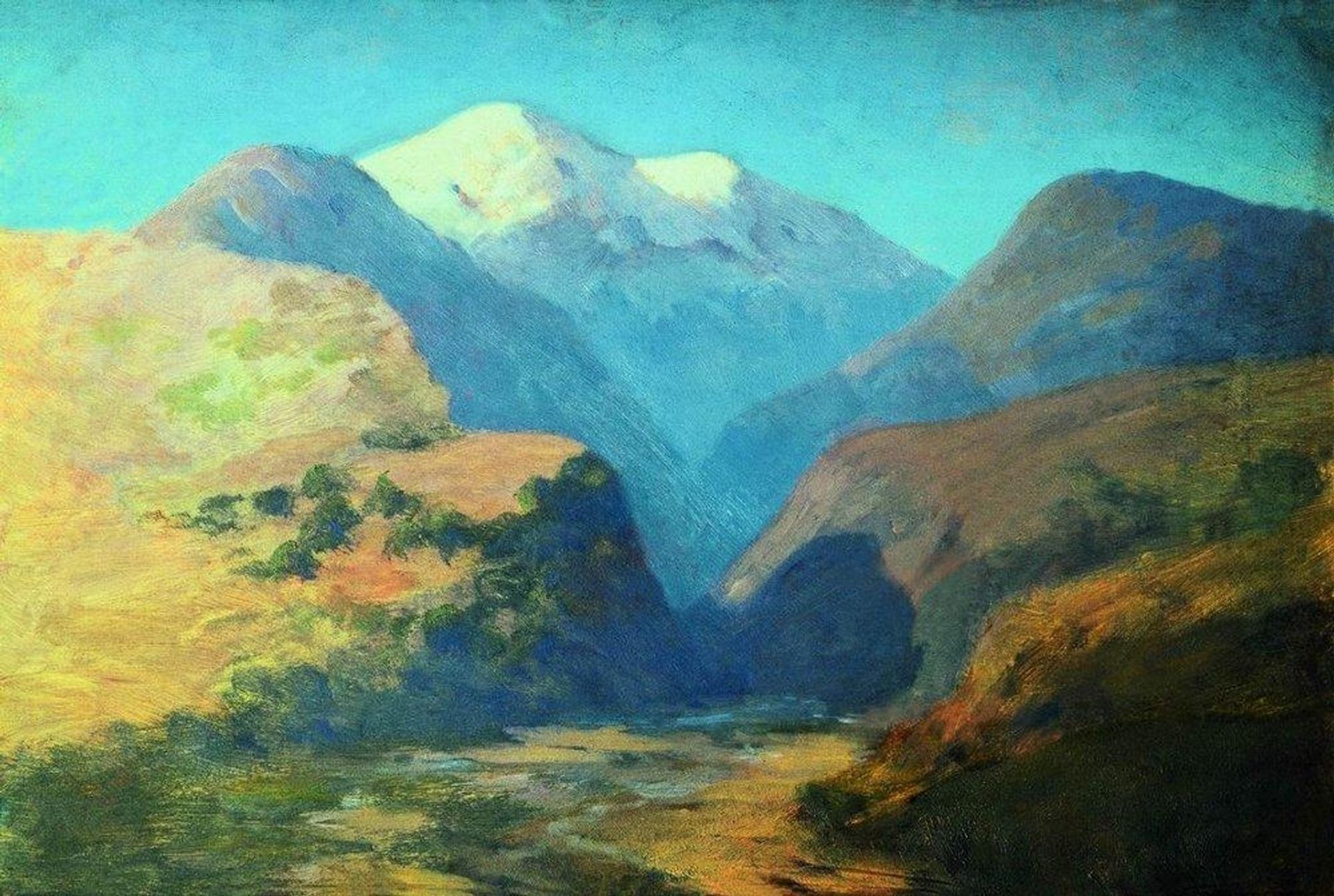 Snowy mountain peaks. Caucasus. by Arkhyp Kuindzhi