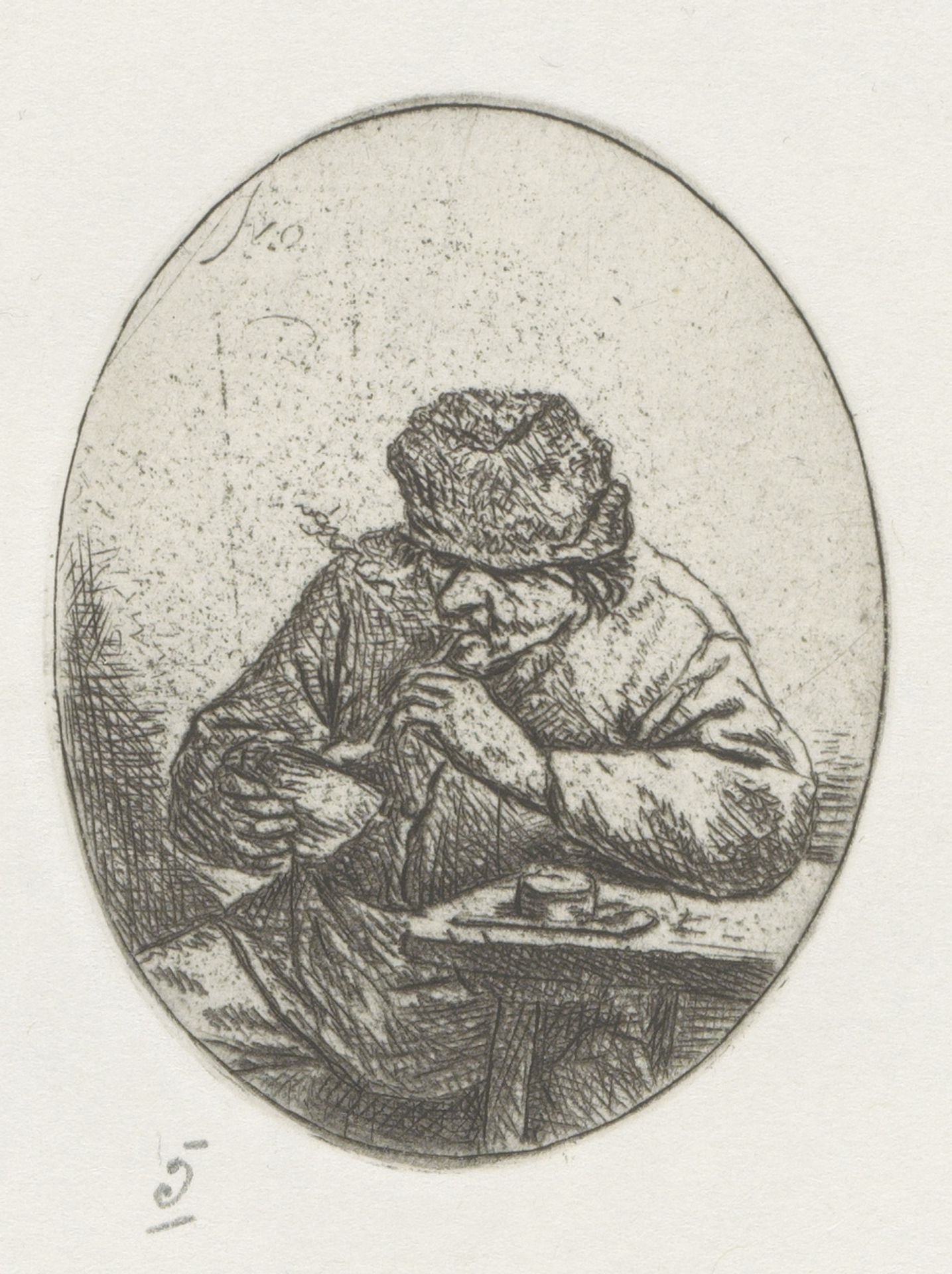 Man steekt zijn pijp aan by Adriaen van Ostade