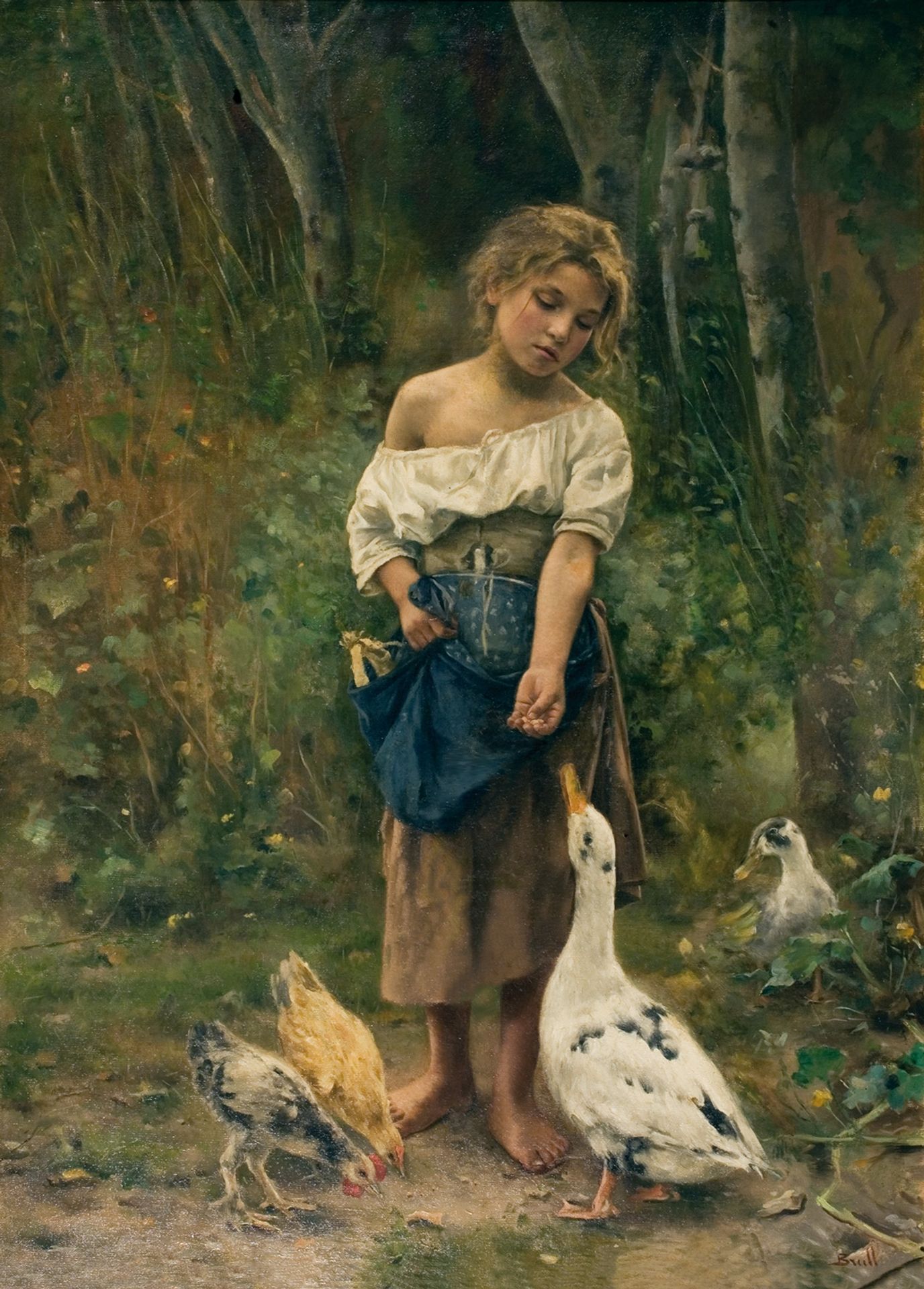 Girl with geese by Joan Brull