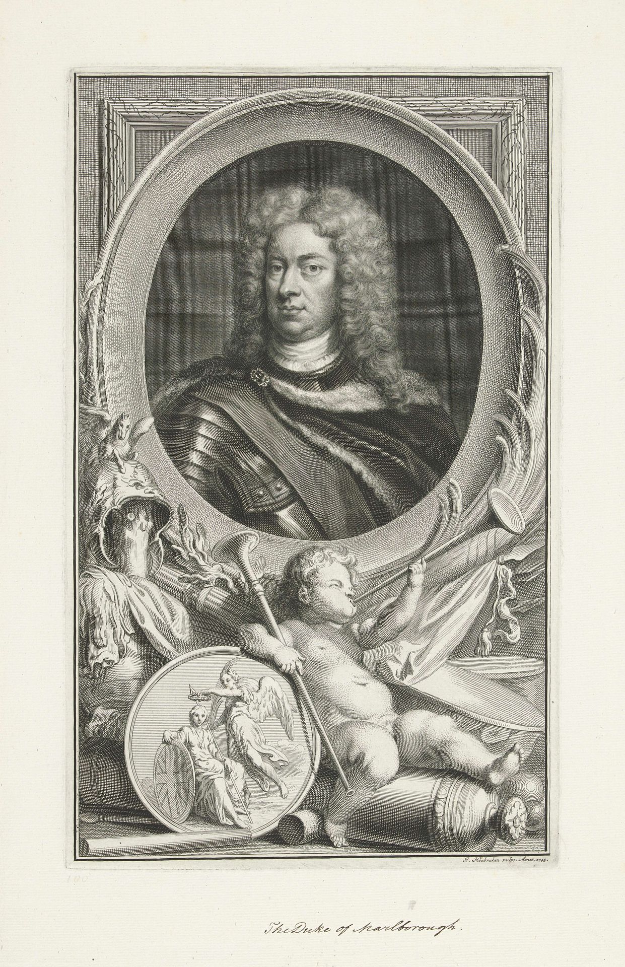 Portret van John Churchill, hertog van Marlborough by Jacob Houbraken